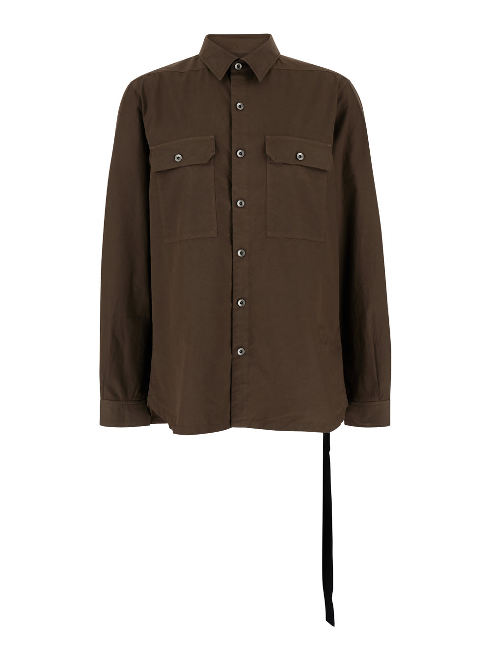 DRKSHDW BROWN SHIRT WITH OVERSIZE BAND AND BUTTONS IN COTTON MAN 