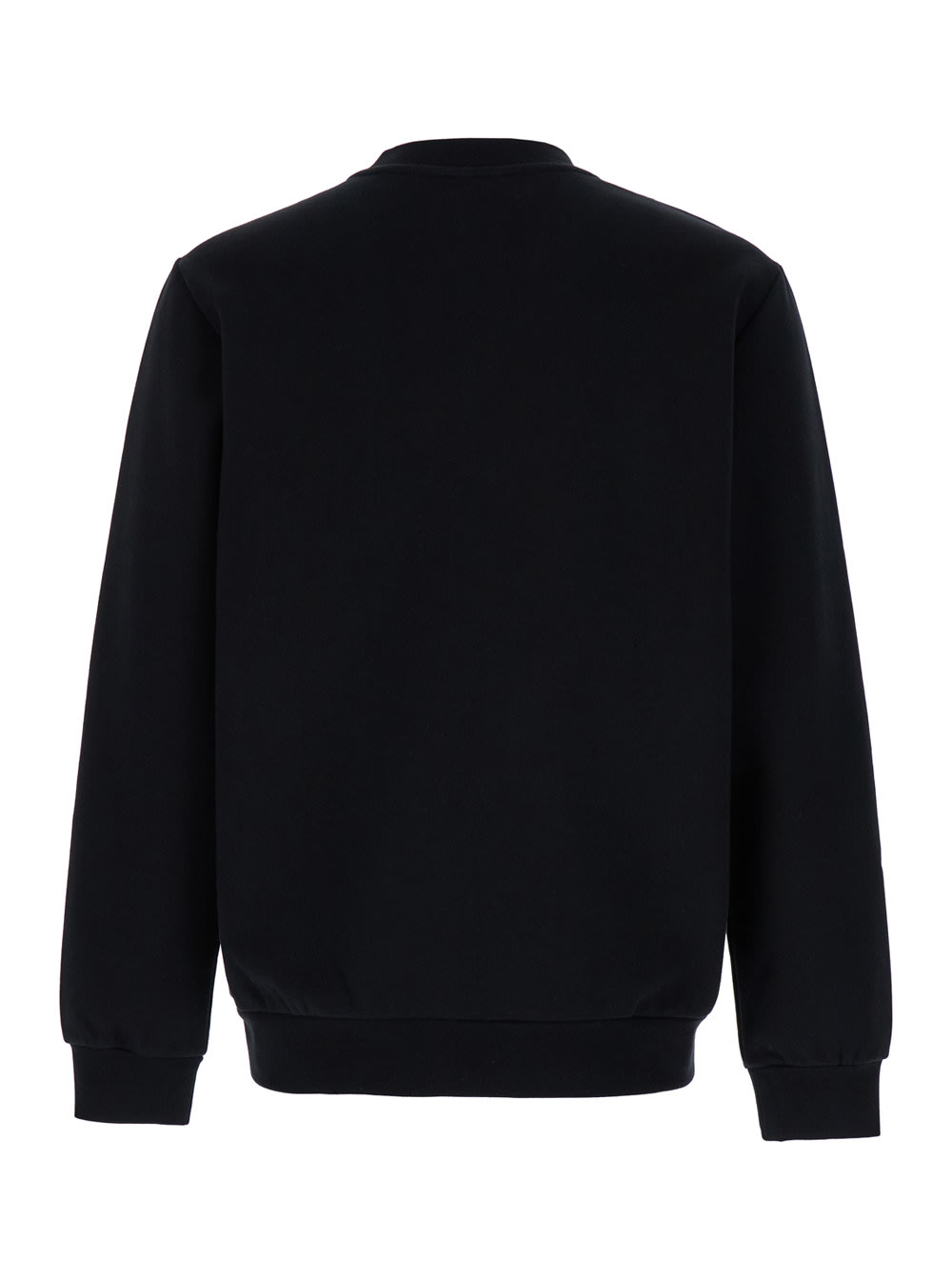 Shop Apc Black Crewneck Sweater With Logo Print In Cotton Man