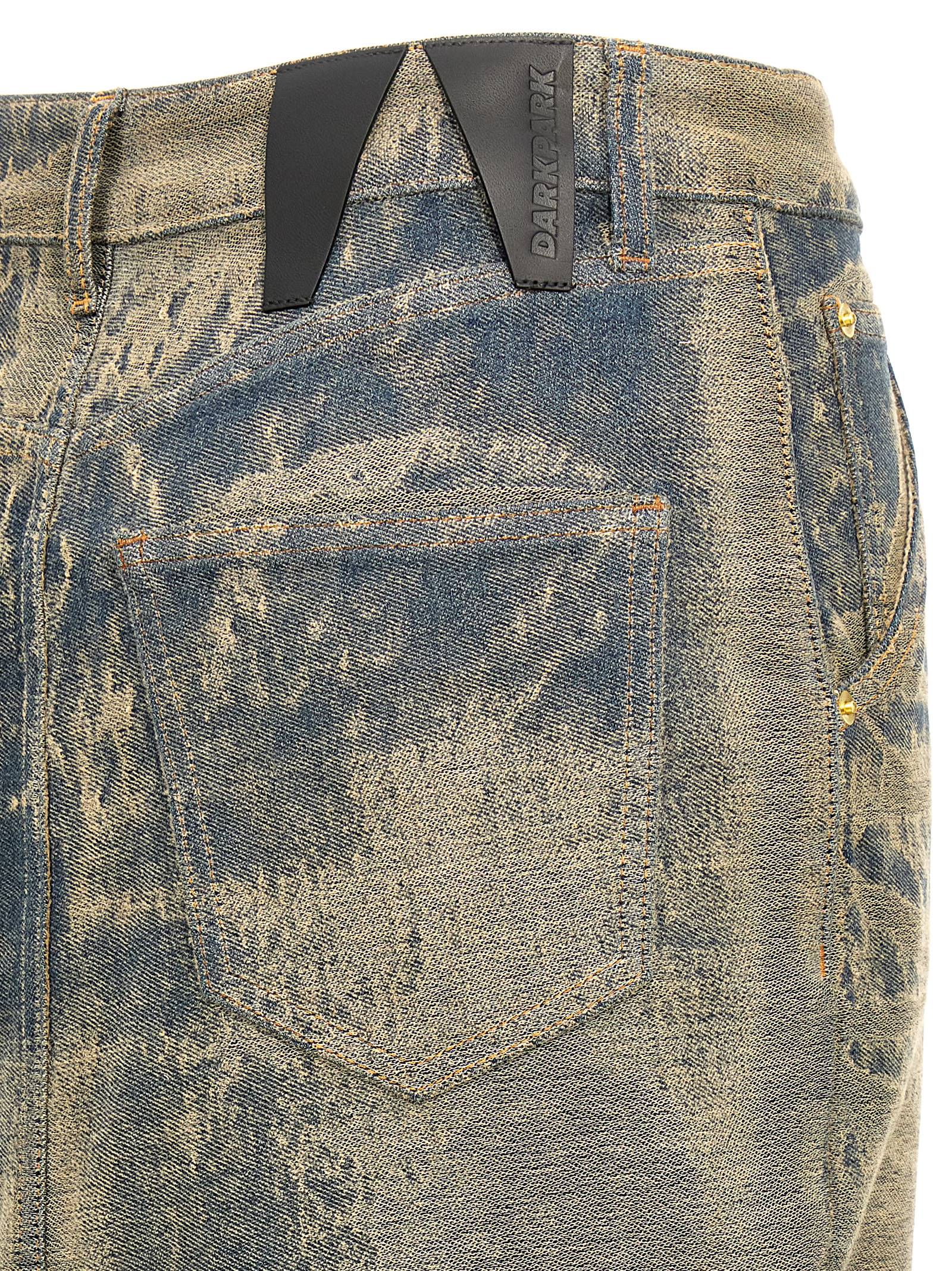 Darkpark Elasticated Denim Half-length Skirt In Blue