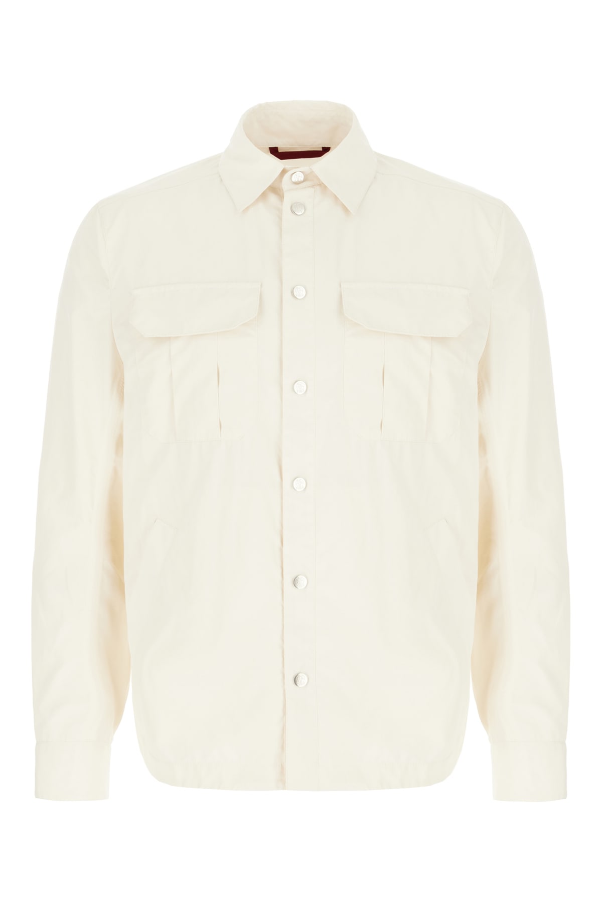Brunello Cucinelli Men Shirt-style Outerwear Unlined In Water-repellent Microfibre With Heat Tapes In Off White