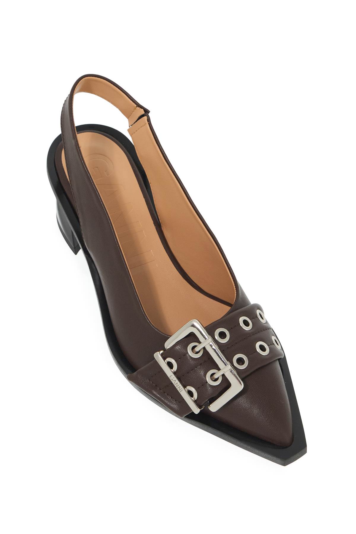 Shop Ganni Slingback Decollet In Chocolate Fondant (brown)