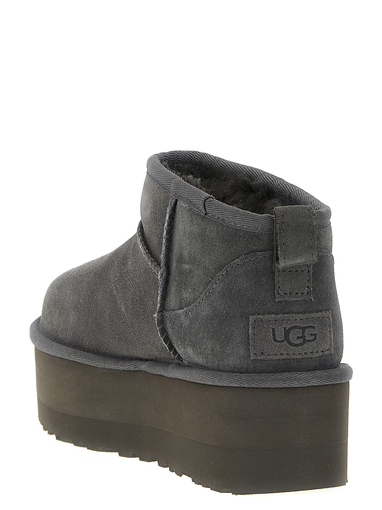 Ugg Classic Ultra Mini Platform Ankle Boots In Gray