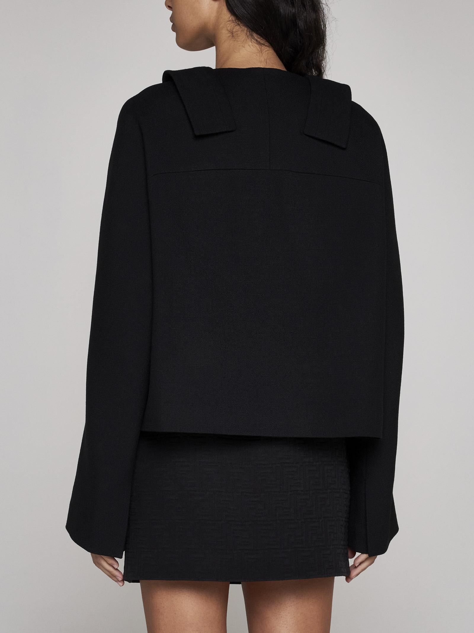 Shop Fendi Wool-blend Bolero Blazer In Gme Black