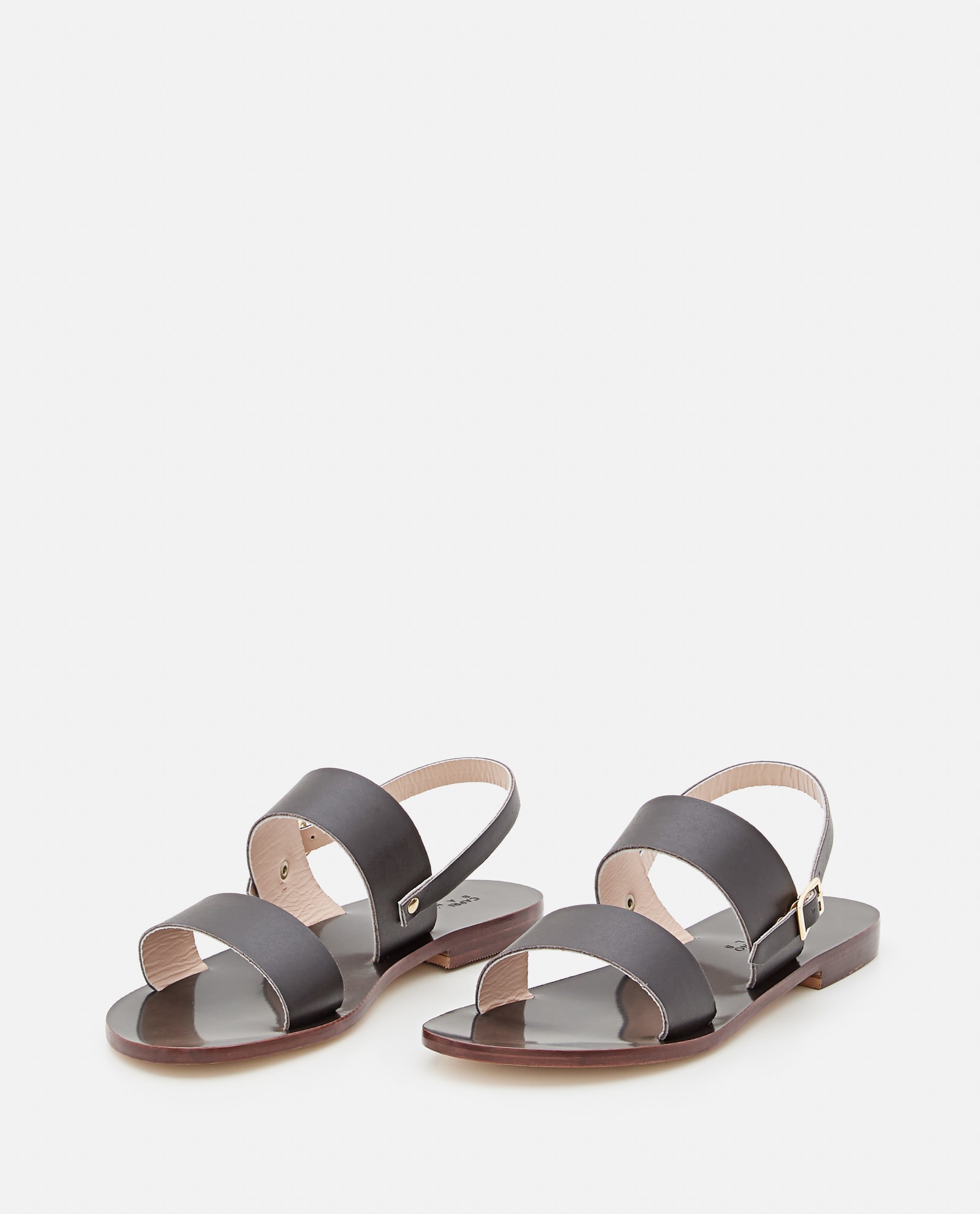 Shop Capri Positano Classic Band Sling Leather Flat Sandals In Brown
