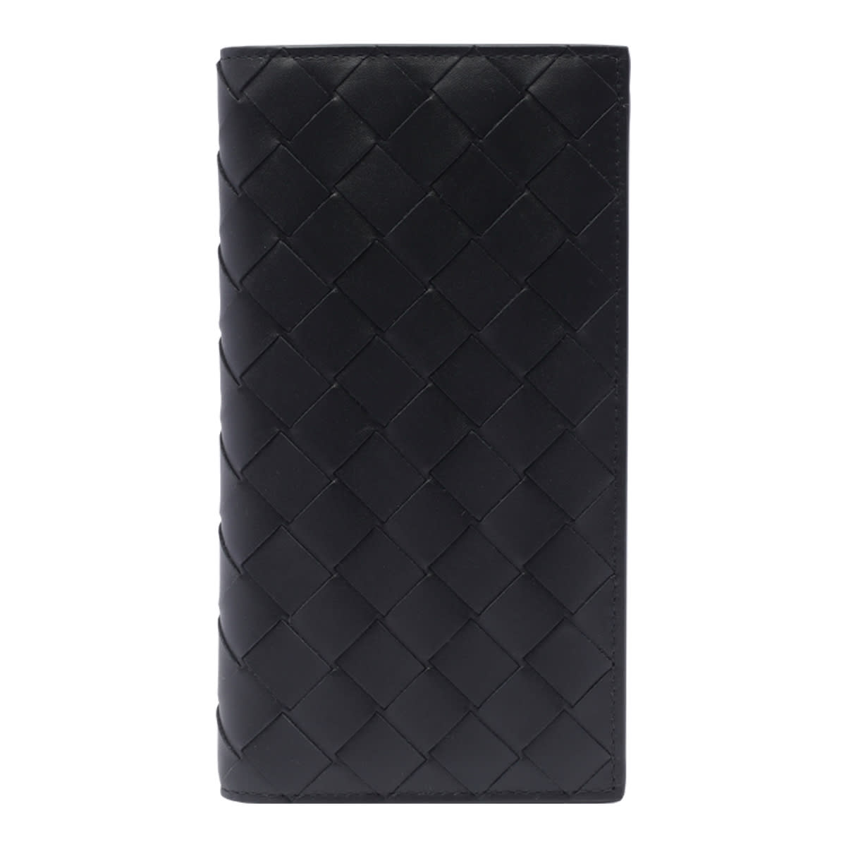 Shop Bottega Veneta Slim Intrecciato Long Wallet In Black