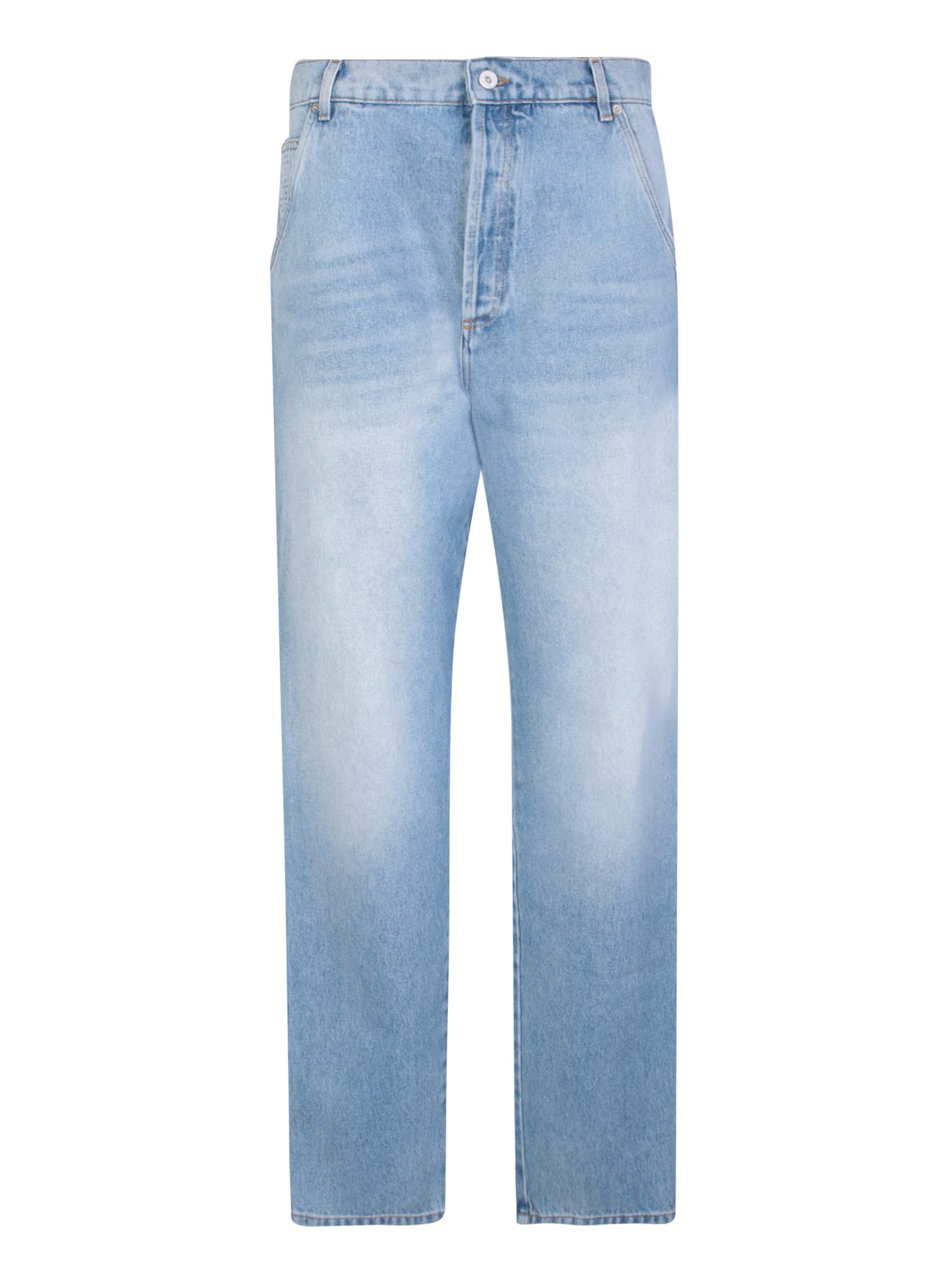 Shop Balmain Low Rise Jeans In Blue