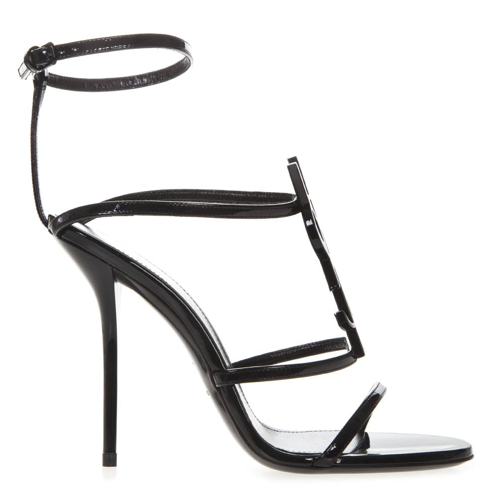 Buy Saint Laurent Black Cassandra Patent Leather Sandals online, shop Saint Laurent shoes with free shipping