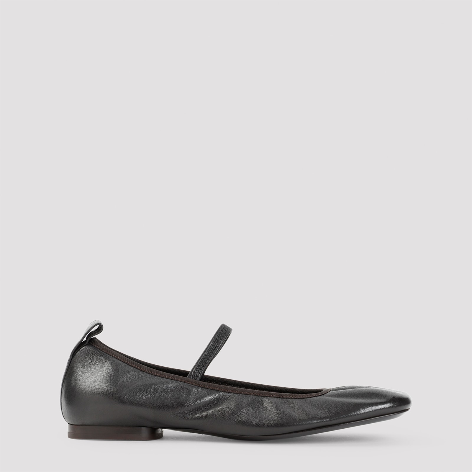 Shop Lemaire Square Flat Ballerinas In Dark Chocolate