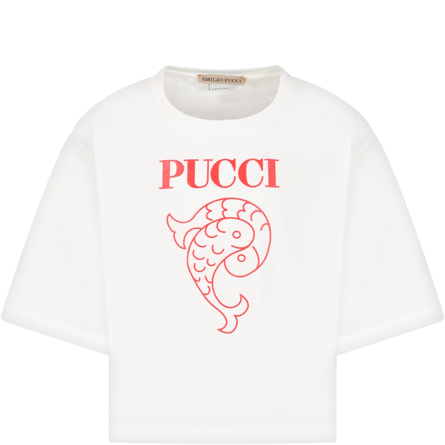 Emilio Pucci White T-shirt For Girl With Logo