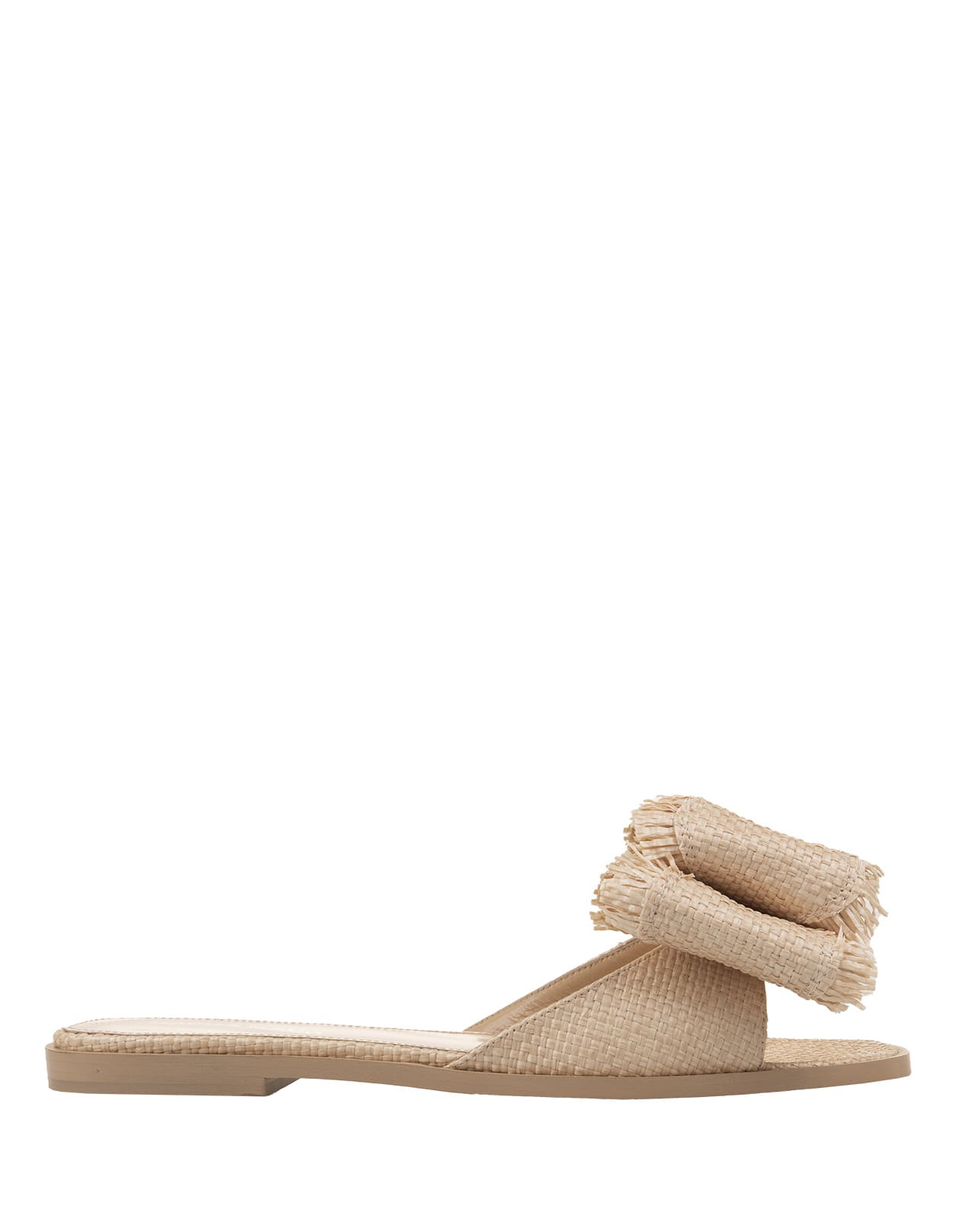 Flat Sandals With Bow In Natural Raffia