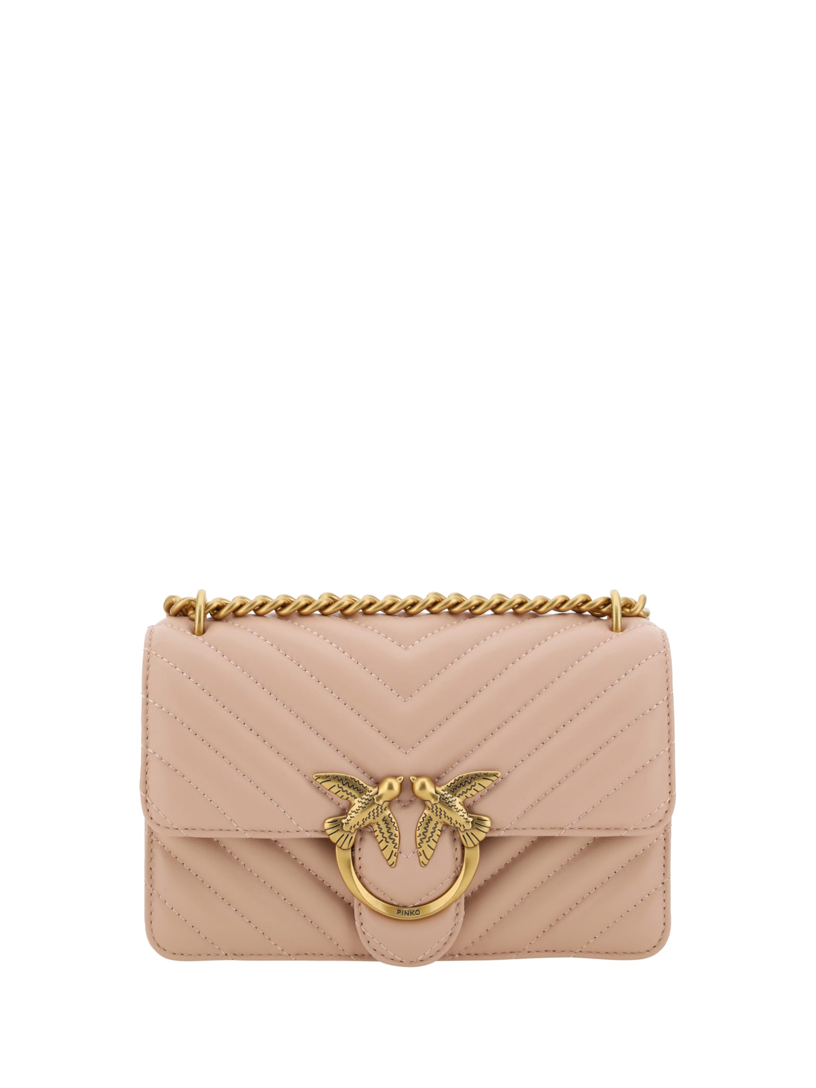 Shop Pinko Love Bag One Leather Mini In Pink