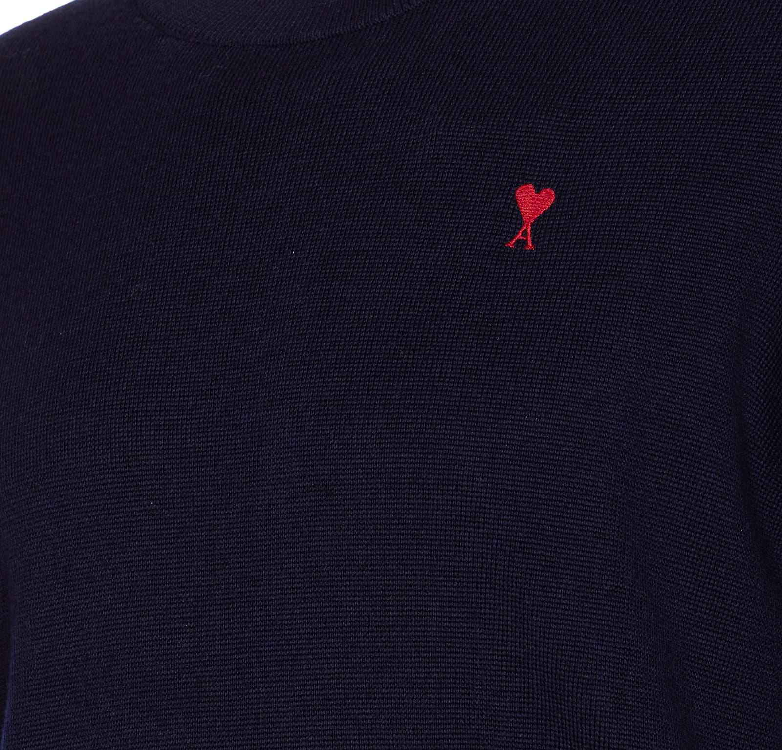 Ami Alexandre Mattiussi Ami Navy Blue Cotton Jersey Sweater With Signature Embroidered Motif In Blue