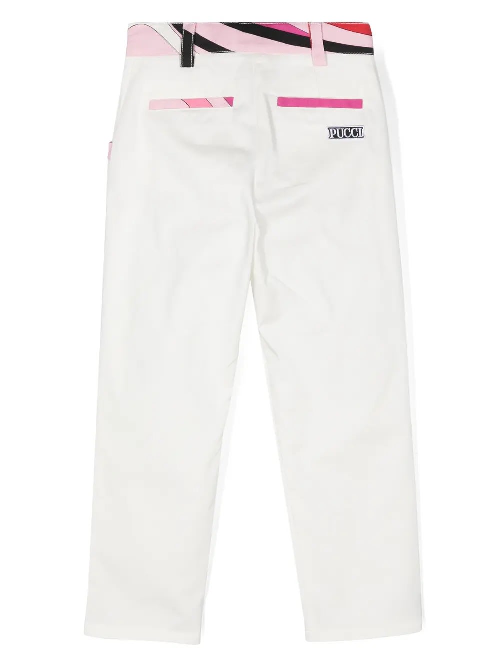 Shop Pucci Ivory Straight Leg Trousers With Marble Print In White
