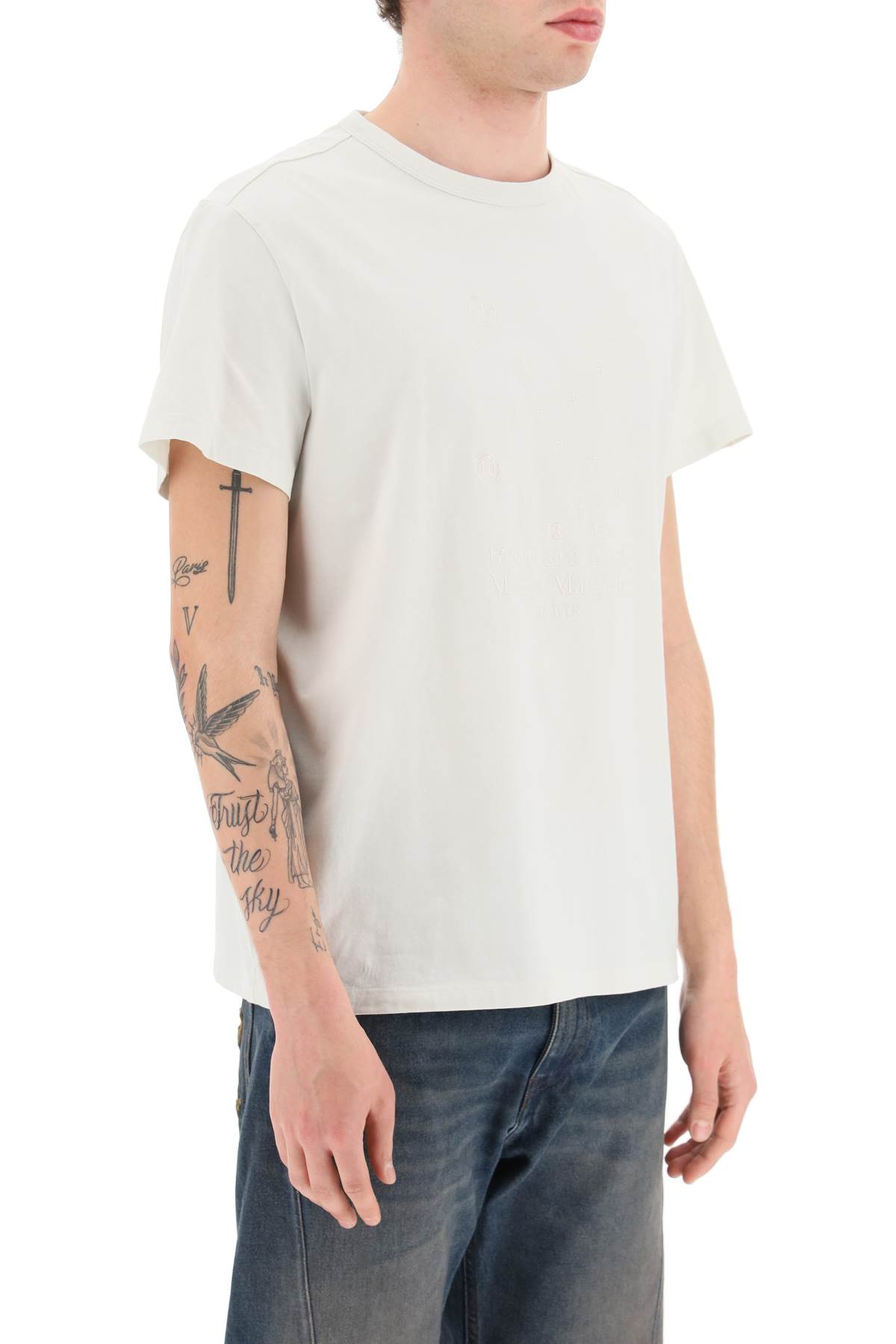 Maison Margiela Numerical Logo T-shirt In Beige