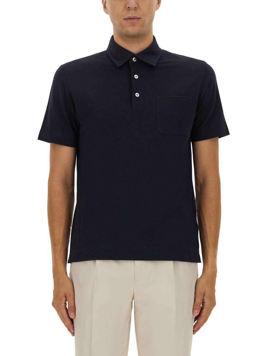 Zegna Cotton Polo Shirt With Pocket In Black