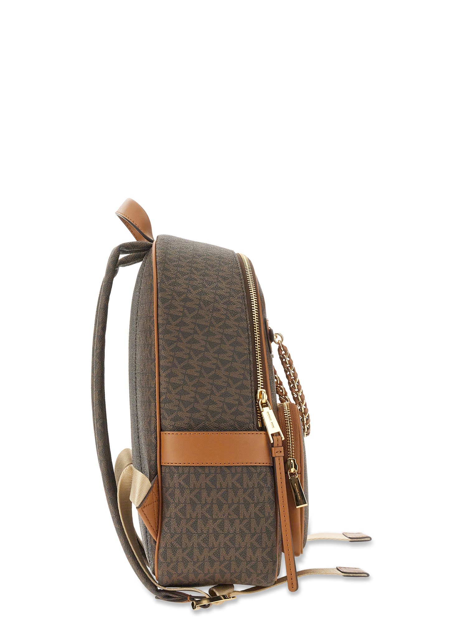 Michael Michael Kors Md Backpack With Monogram Print In Multicolor