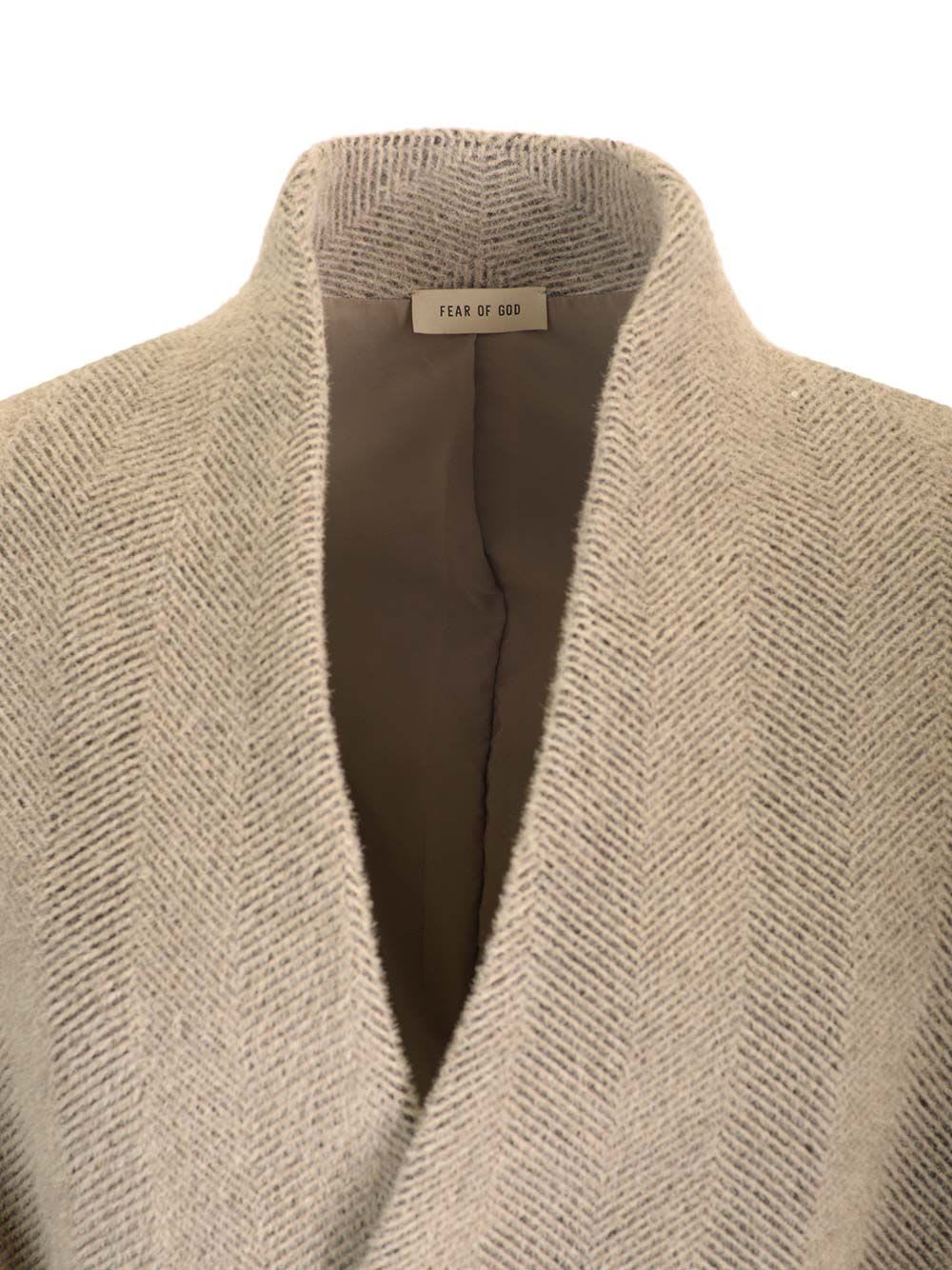 Shop Fear Of God Alpaca Lapelleless Overcoat In Grey