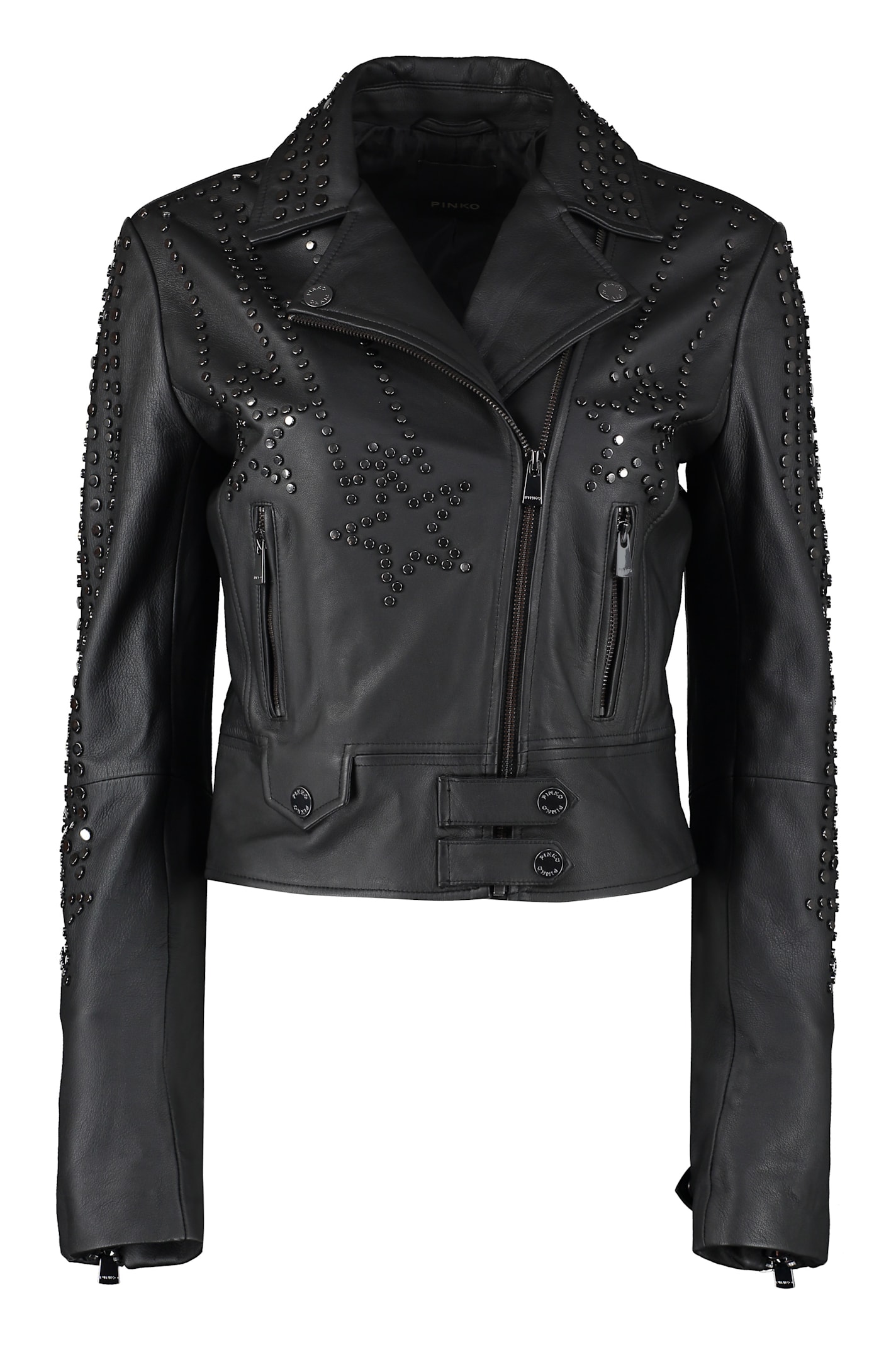 Cristoforo Leather Biker Jacket With Studs