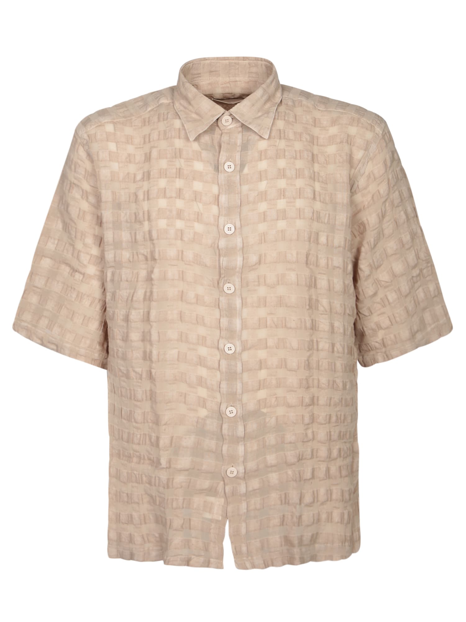 Beige Short Sleeve Linen Shirt