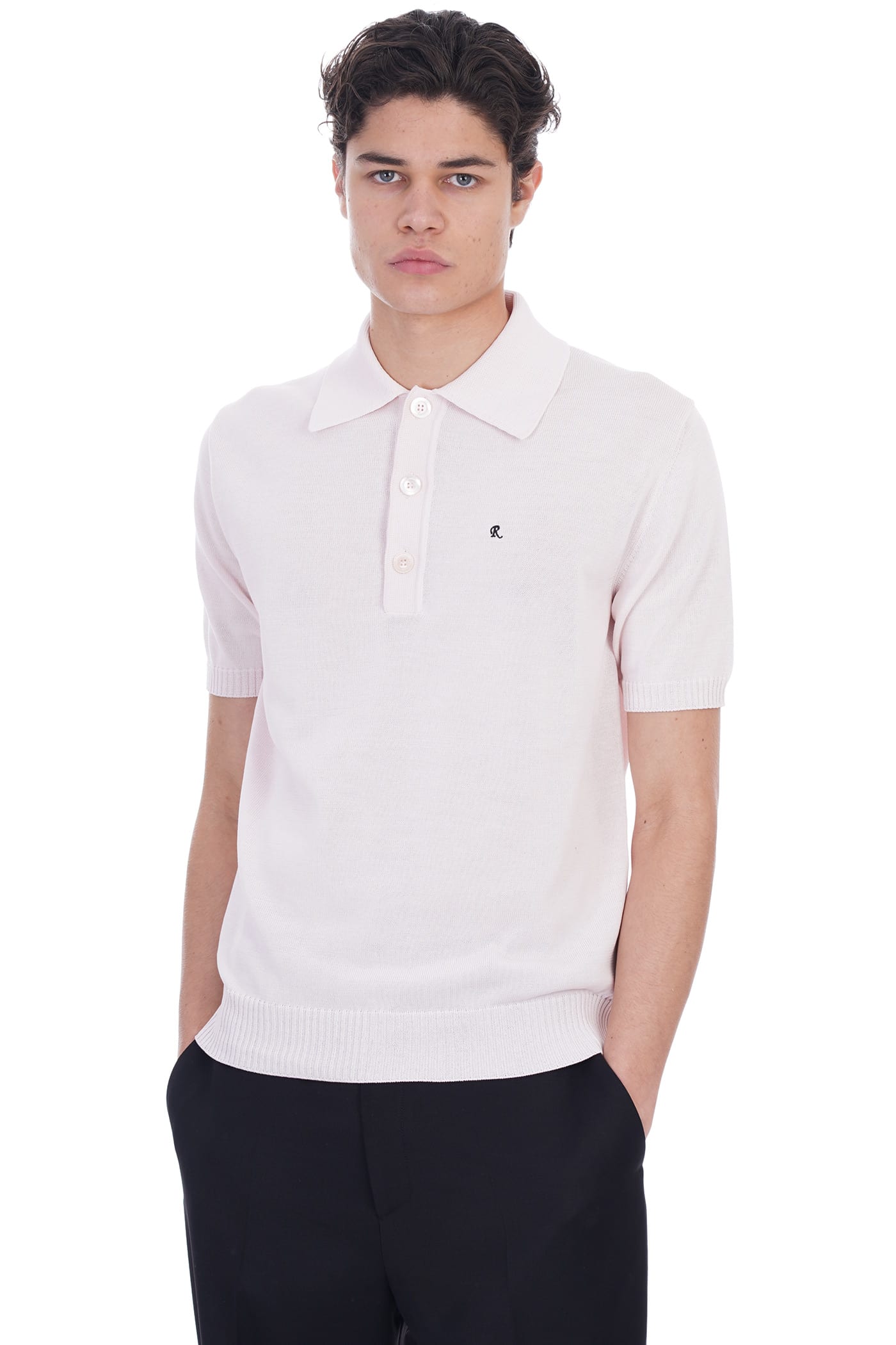 Raf Simons Polo In Rose-pink Cotton