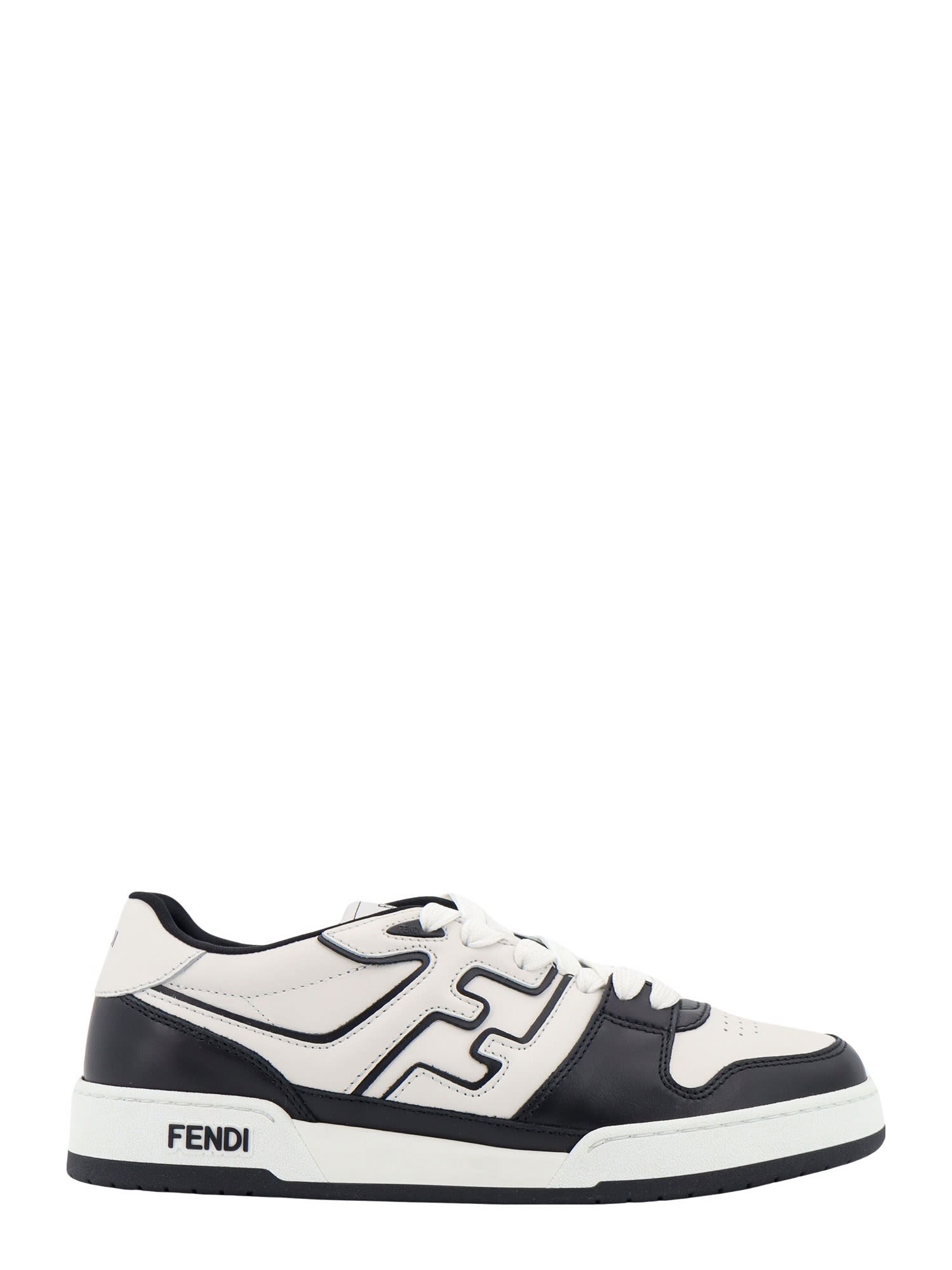 Fendi Leather Sneakers With Ff Lateral Logo In Black