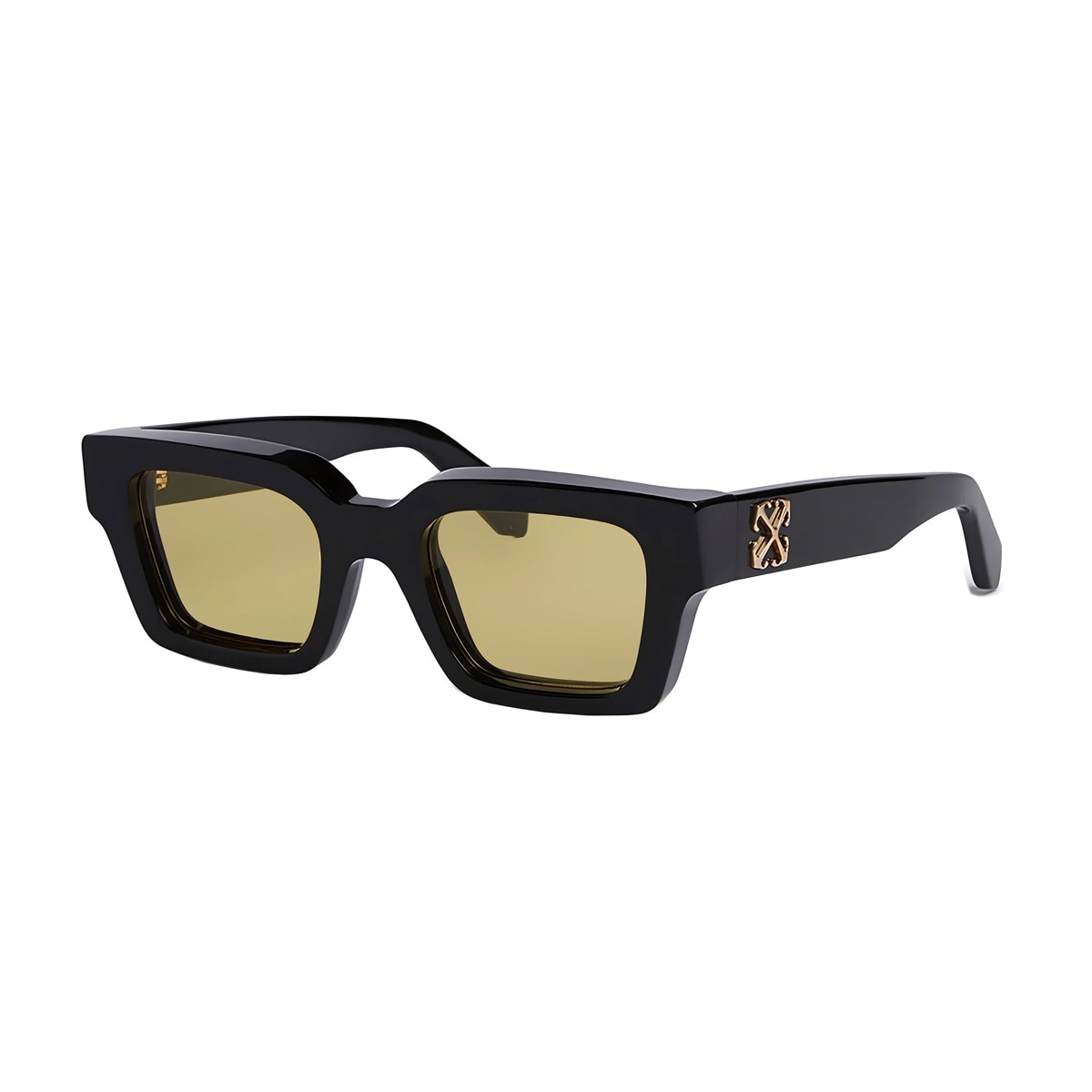 Shop Off-white Oeri126 Virgil 1018 Black Sunglasses In 1018 Black Yellow