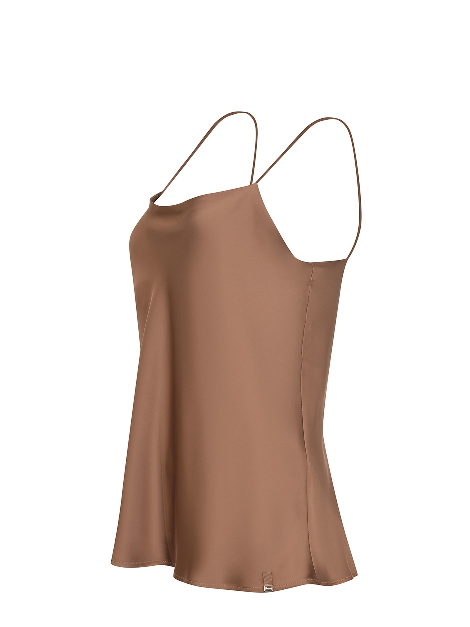 Herno Straight Neckline Satin Finish Top In Cammello