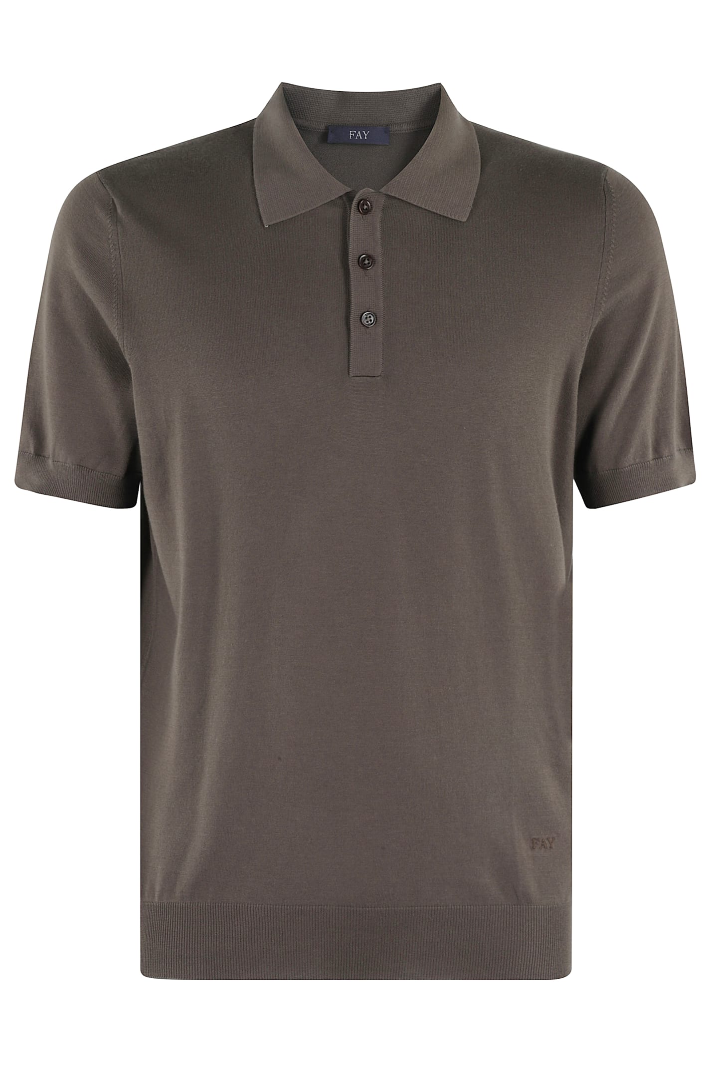 Fay Classic Cotton Knit Polo In Marrone Scuro