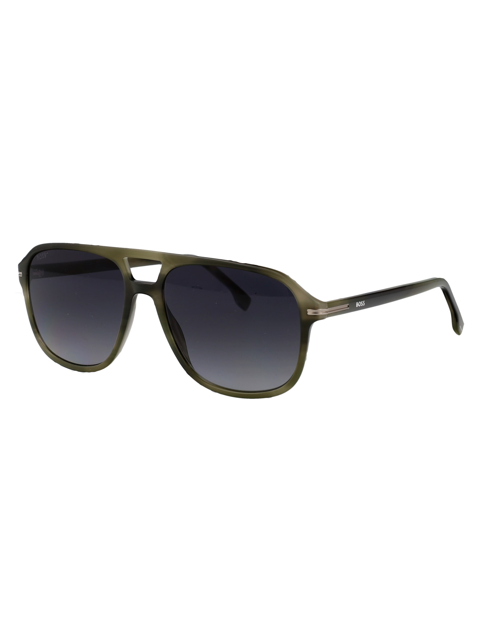 Hugo Boss Boss Green Horn Acetate Sunglasses In Gray