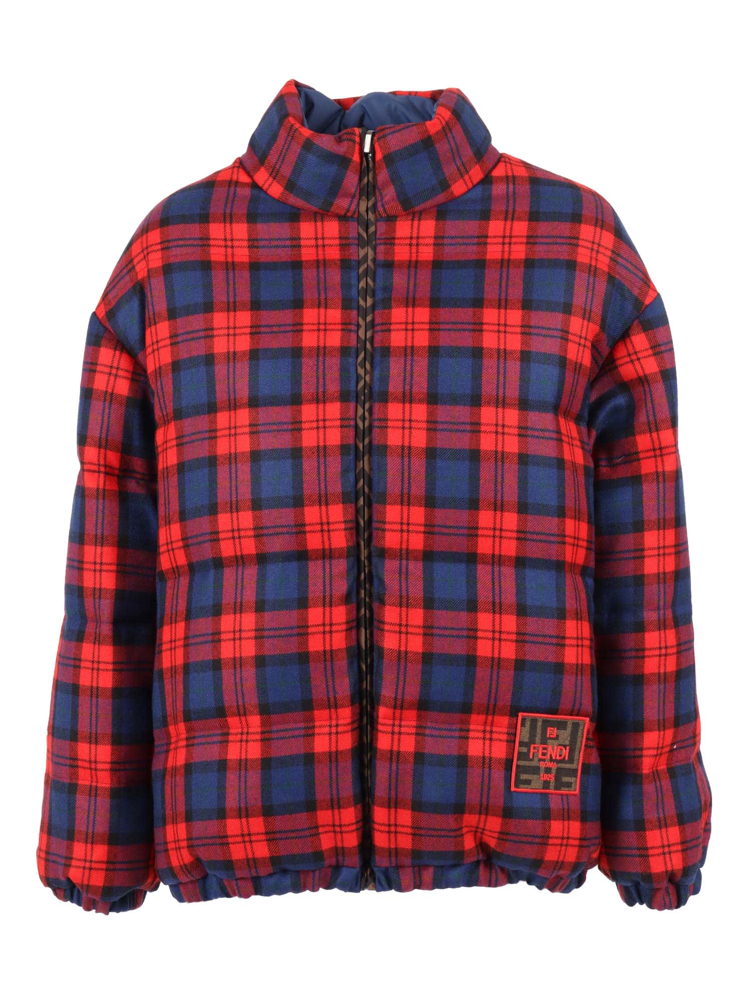 Fendi Plaid Cotton Jacket In Red