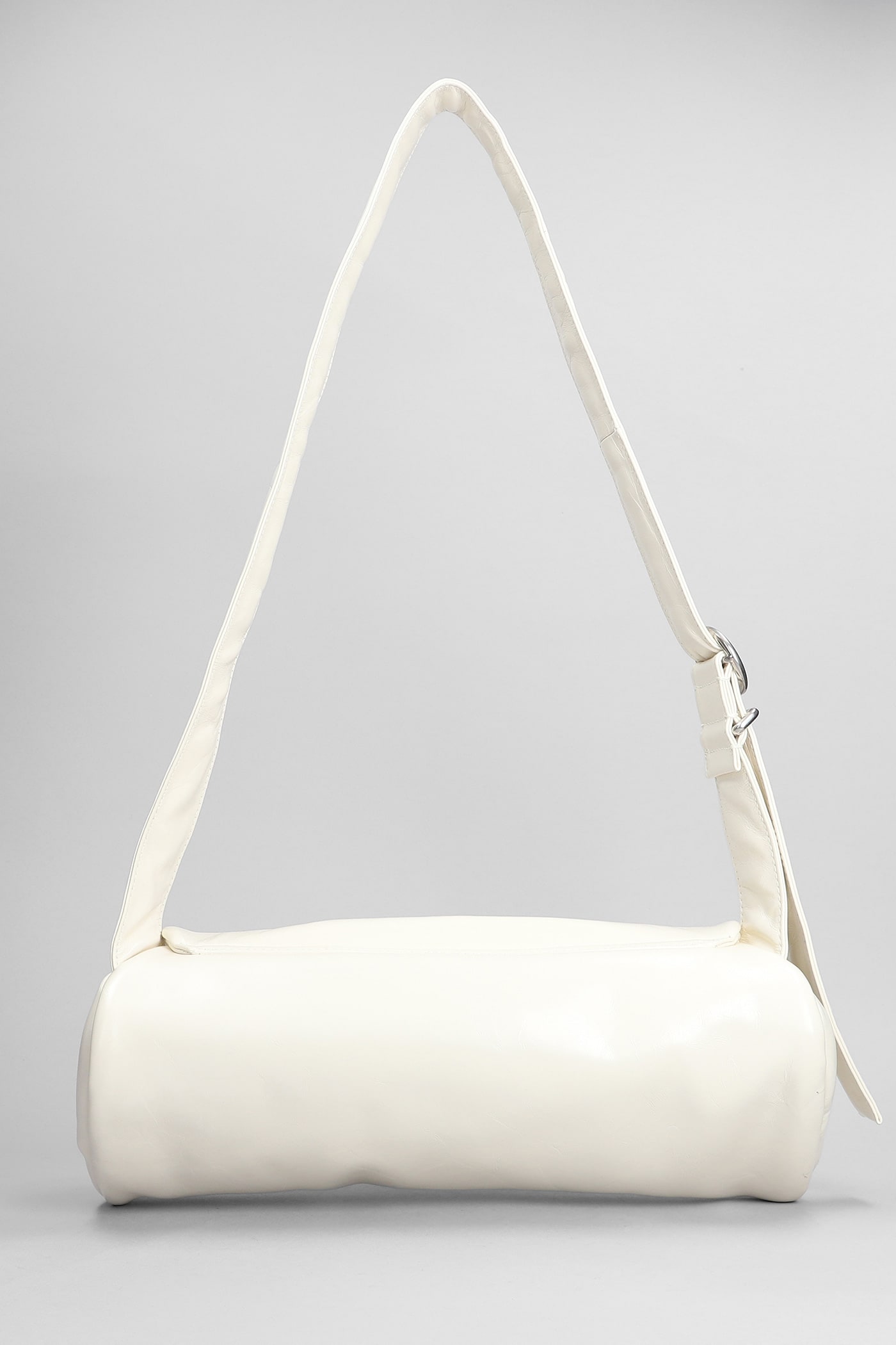 Jil Sander Cannolo Grande Shoulder Bag In White Leather In Eggshell
