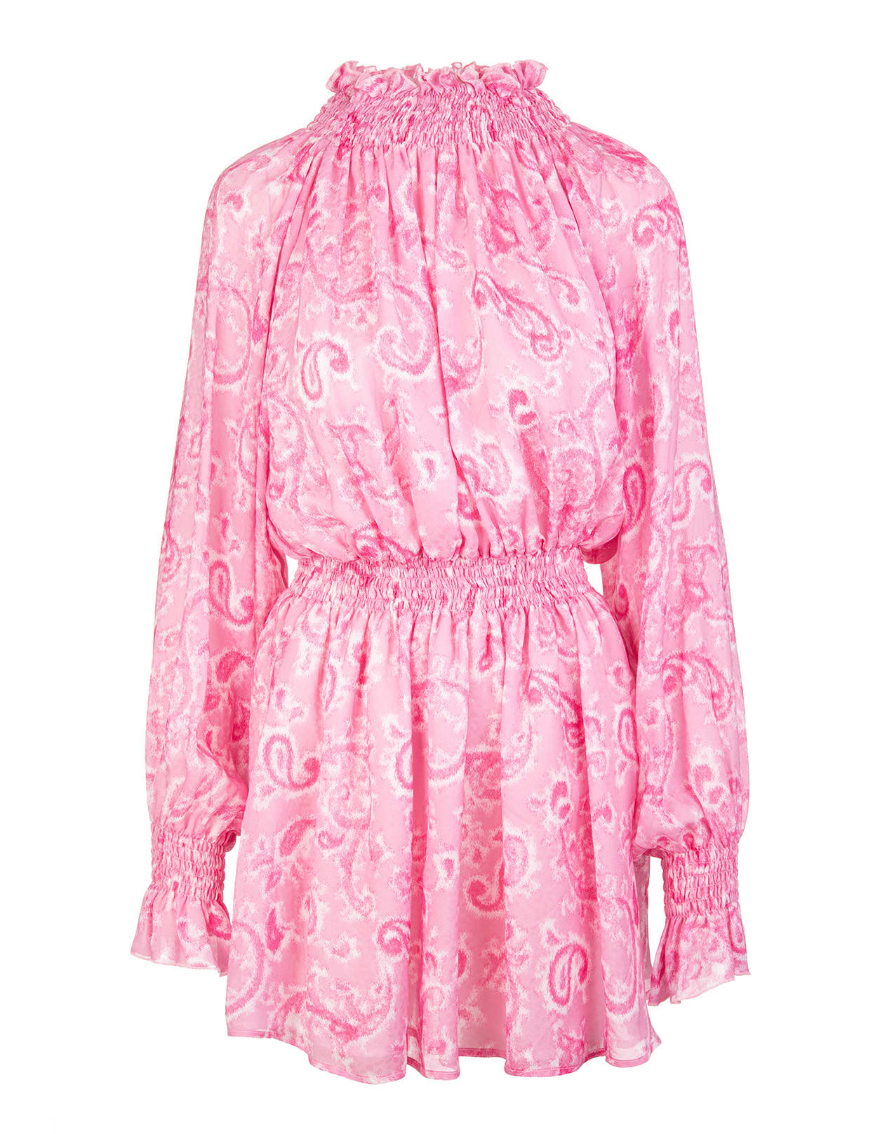 MSGM Short Pink Dress In Viscose With High Neck