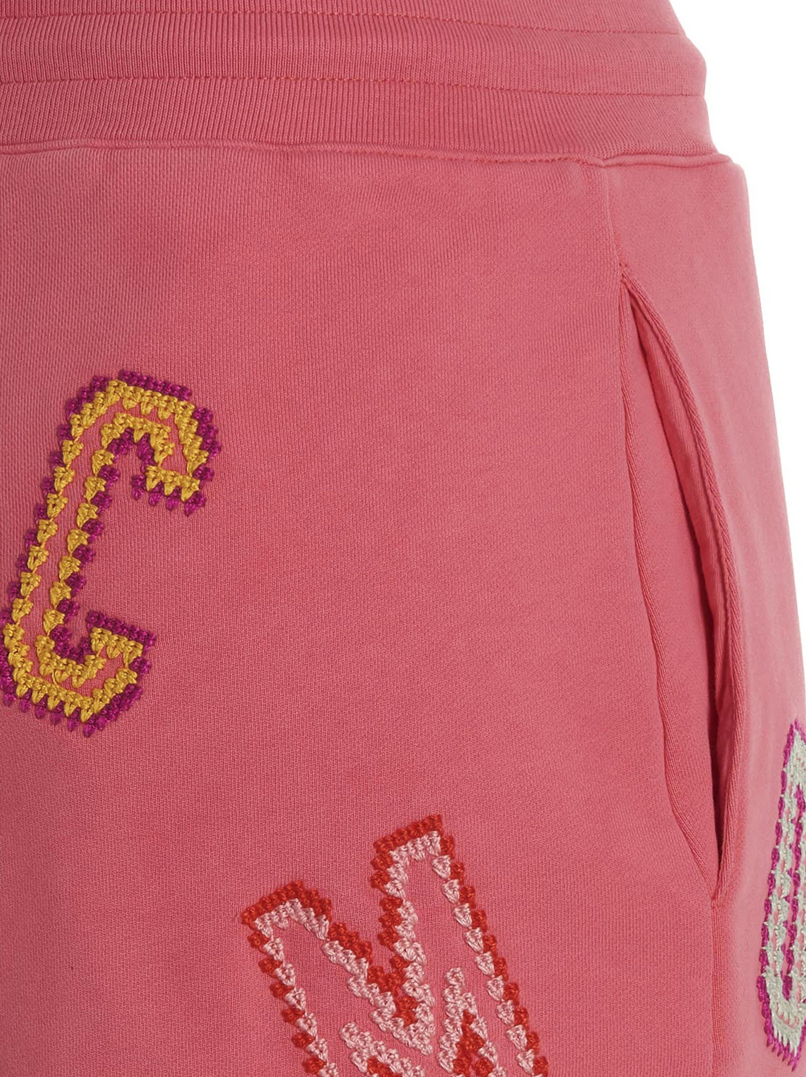 Shop Moschino Lettering Embroidered Logo Bermuda Shorts In Pink