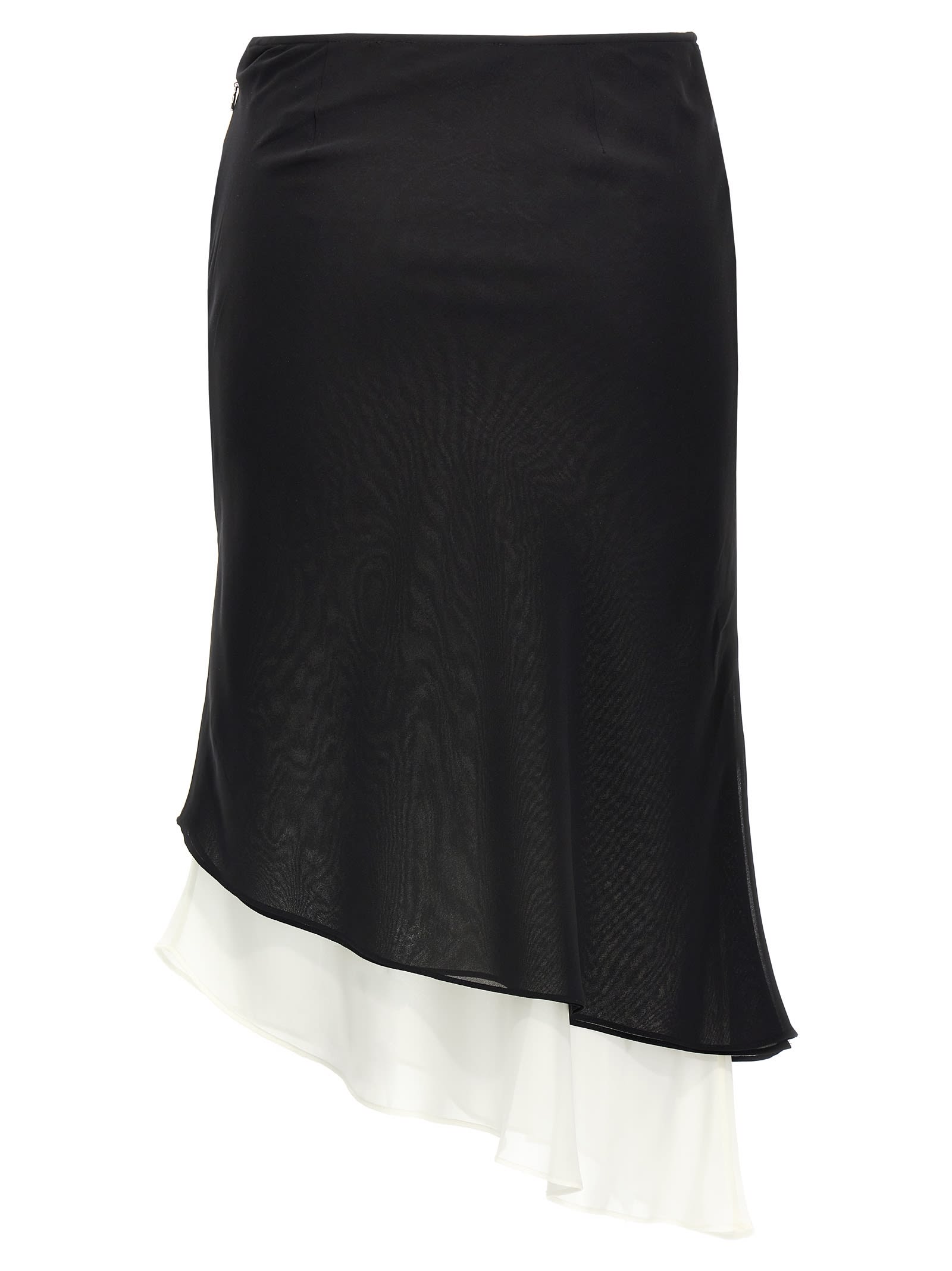 Rotate Birger Christensen Layered Asymmetric Hem Skirt In White/black
