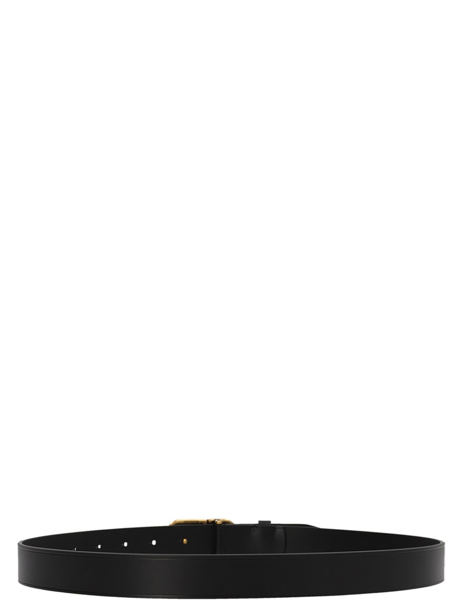 Balenciaga Bb Thin Leather Belt In Black