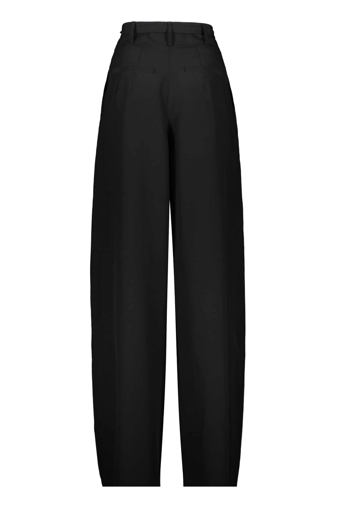 Ferragamo Silk Trousers In Black