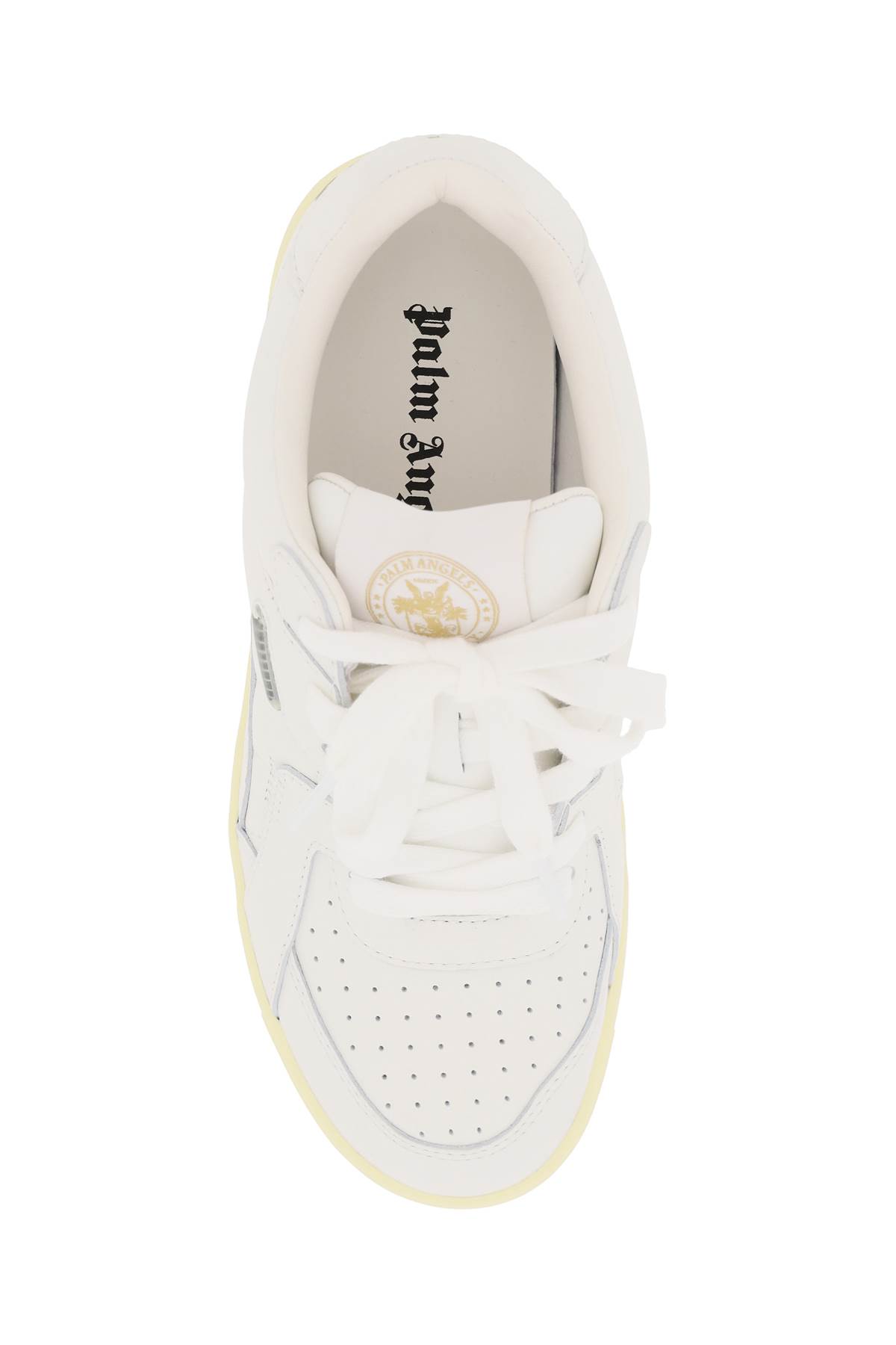 Shop Palm Angels Palm University Leather Sneakers In White Whit