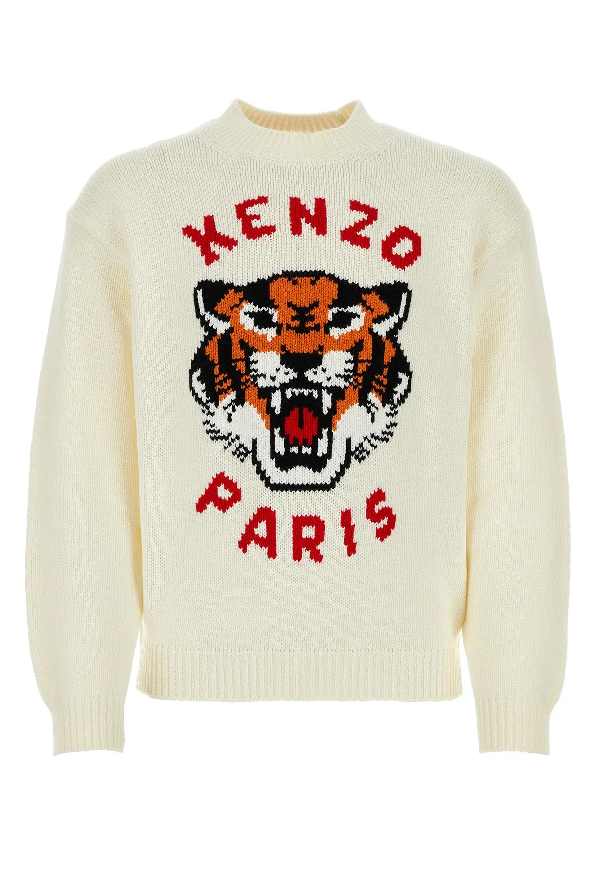 Kenzo Ivory Cotton Blend Jumper In Neutral