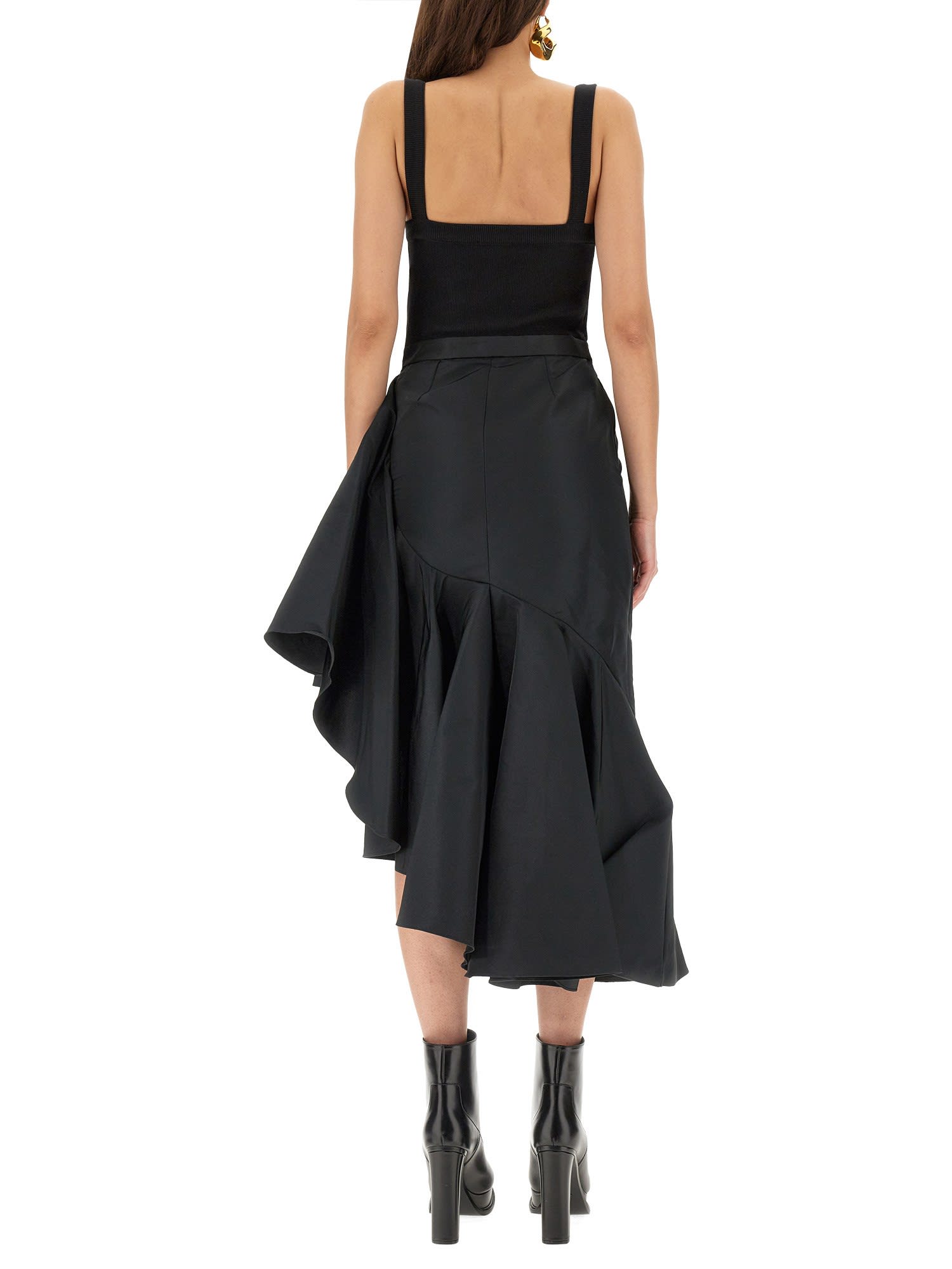 Shop Alexander Mcqueen Asymmetrical Dress In Black