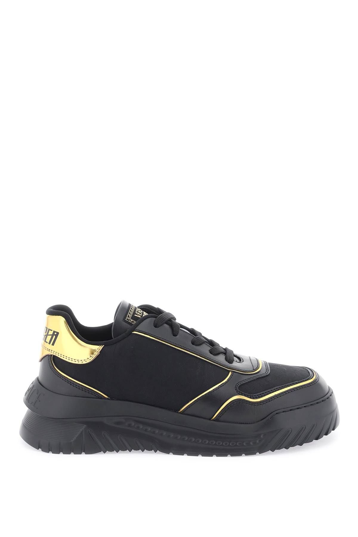 Shop Versace Sneakers Odissea In Black Gold (black)