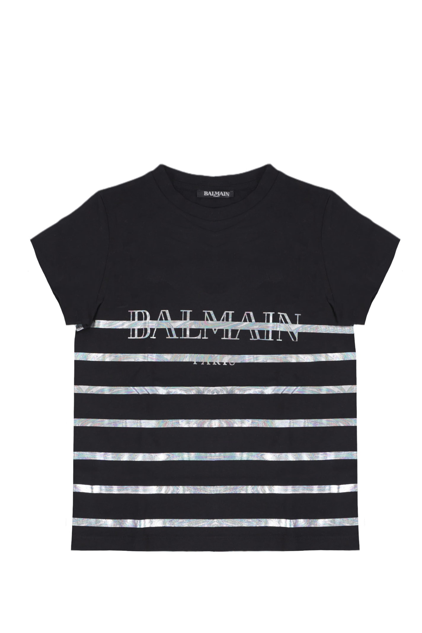 Balmain Kids' Cotton T-shirt With Print In Back