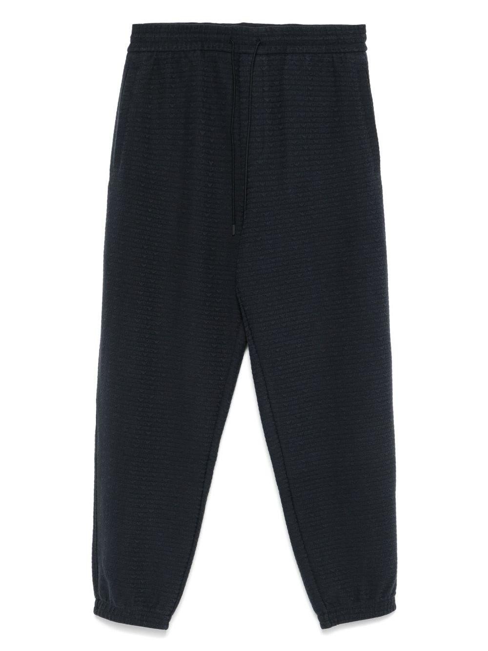 Emporio Armani Logo Print Textured Fabric Sweatpants
