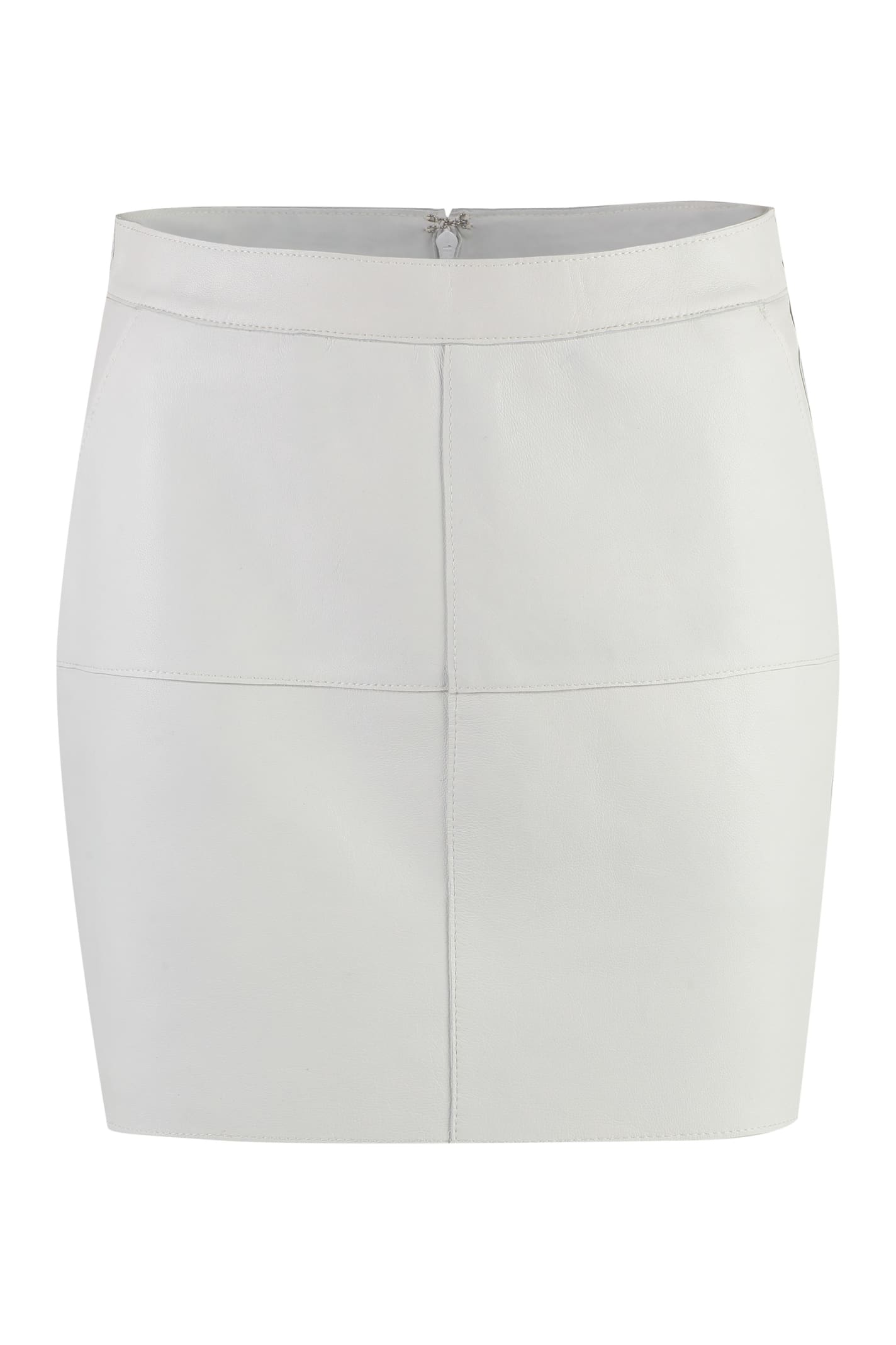 Shop P.a.r.o.s.h Leather Mini Skirt In White
