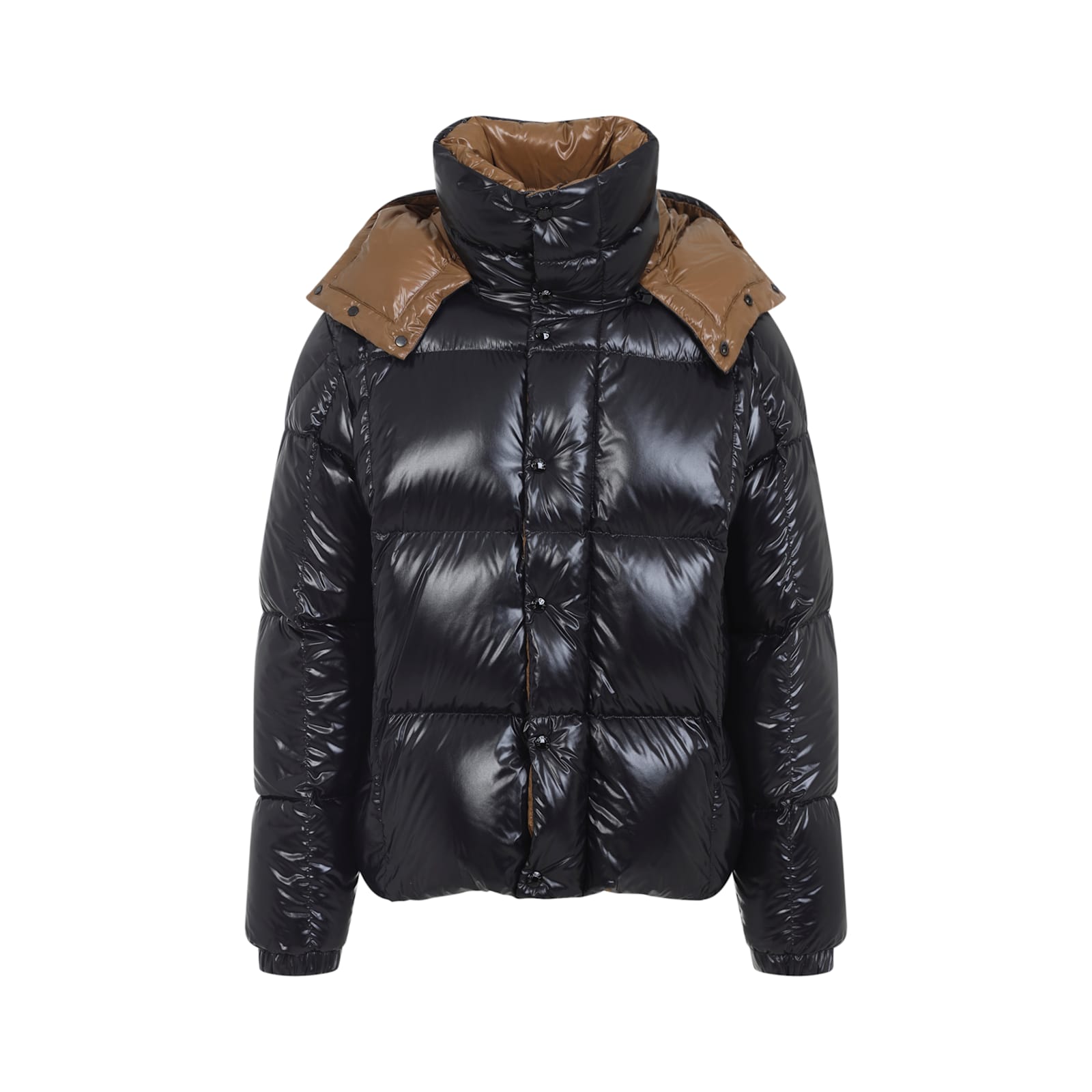 Moncler Parana Glossy Hooded Short Down Jacket Clothing In Black