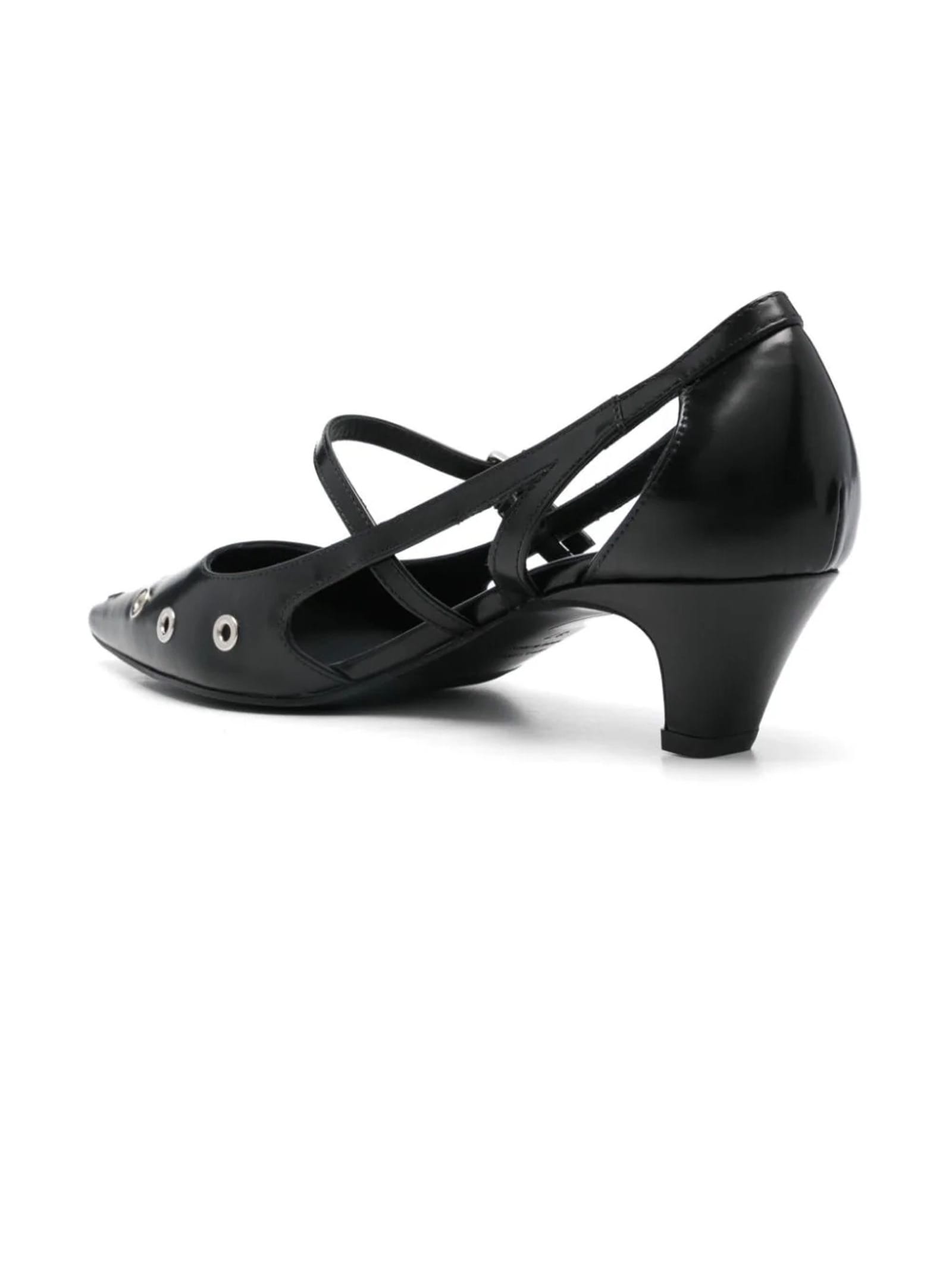 Shop Roberto Festa Black Calf Leather Punk Pumps