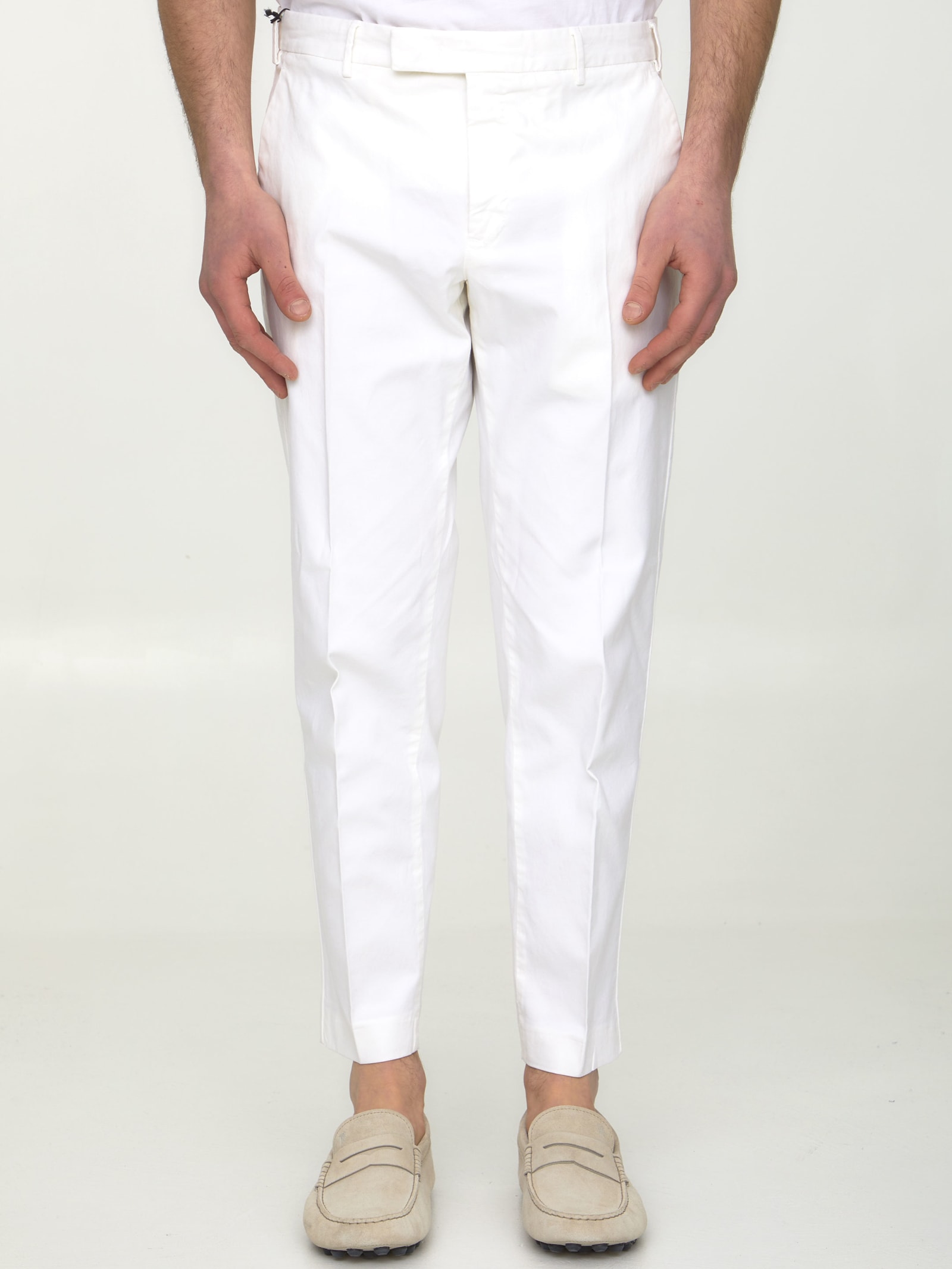 Pt01 White Cotton Trousers