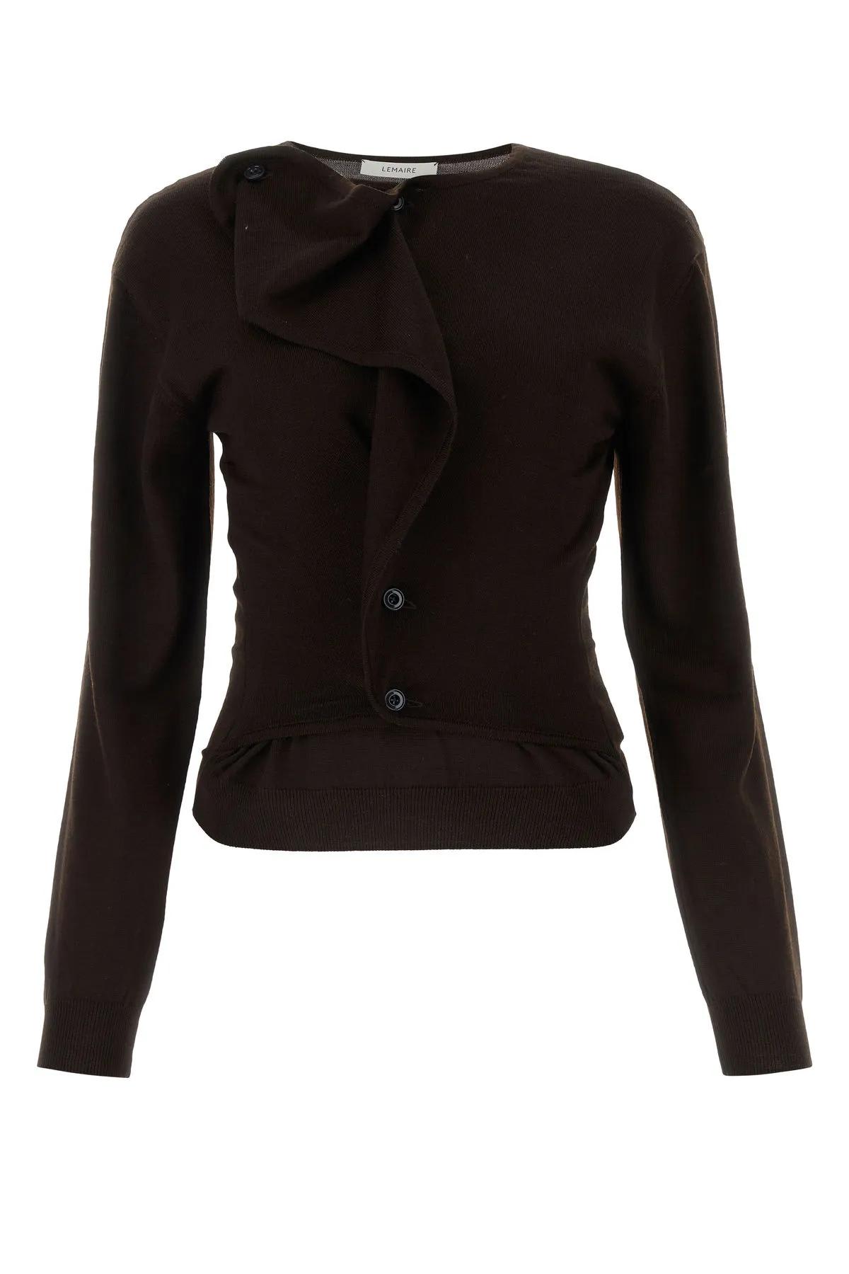 Shop Lemaire Dark Brown Wool Blend Sweater In Pecan Brown