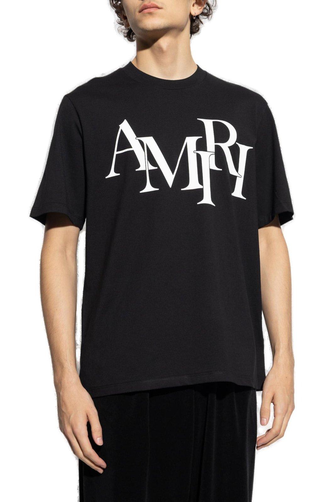 Amiri Cotton T-shirt With Front Logo Print In Black