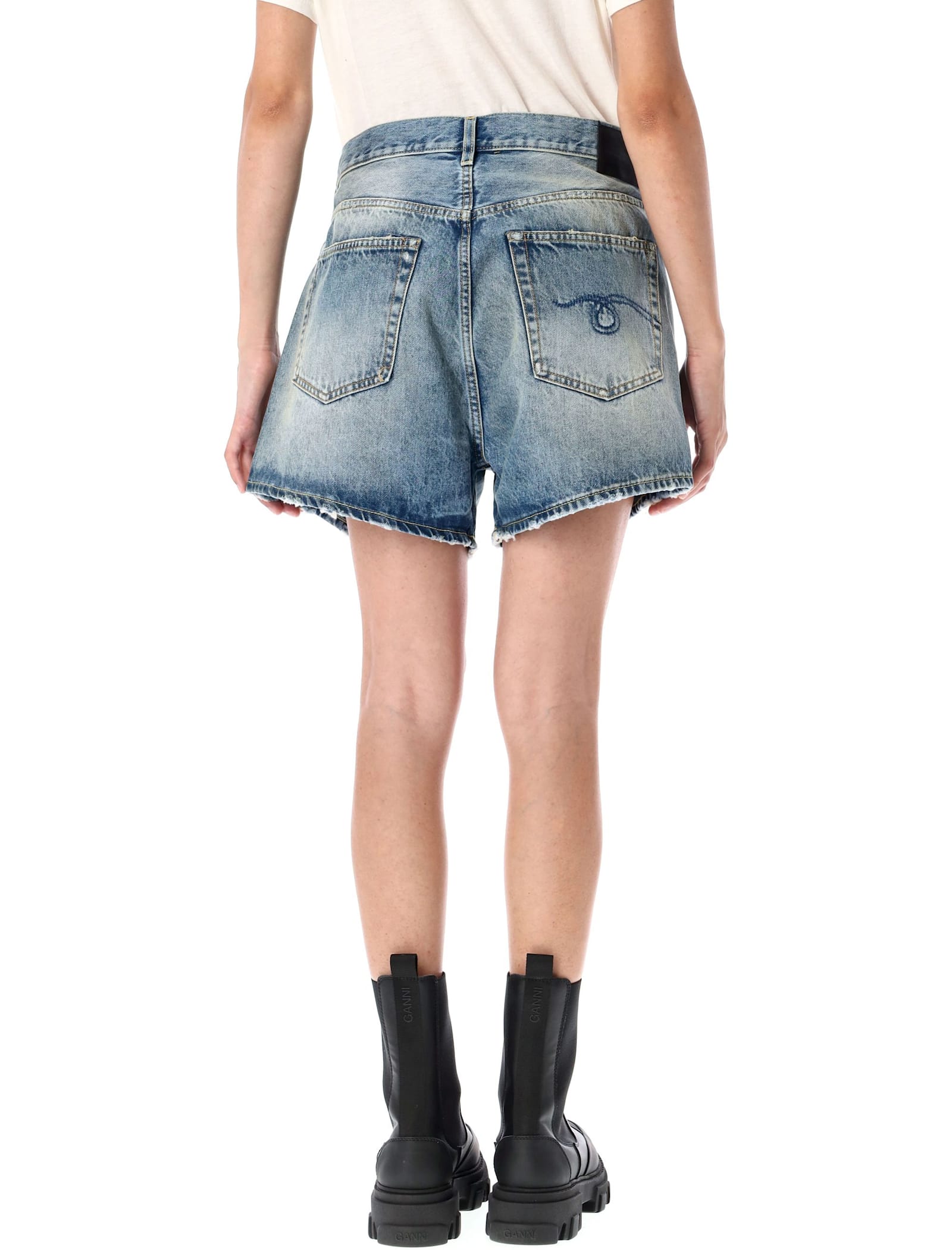 R13 Crossover Denim Short In Blue