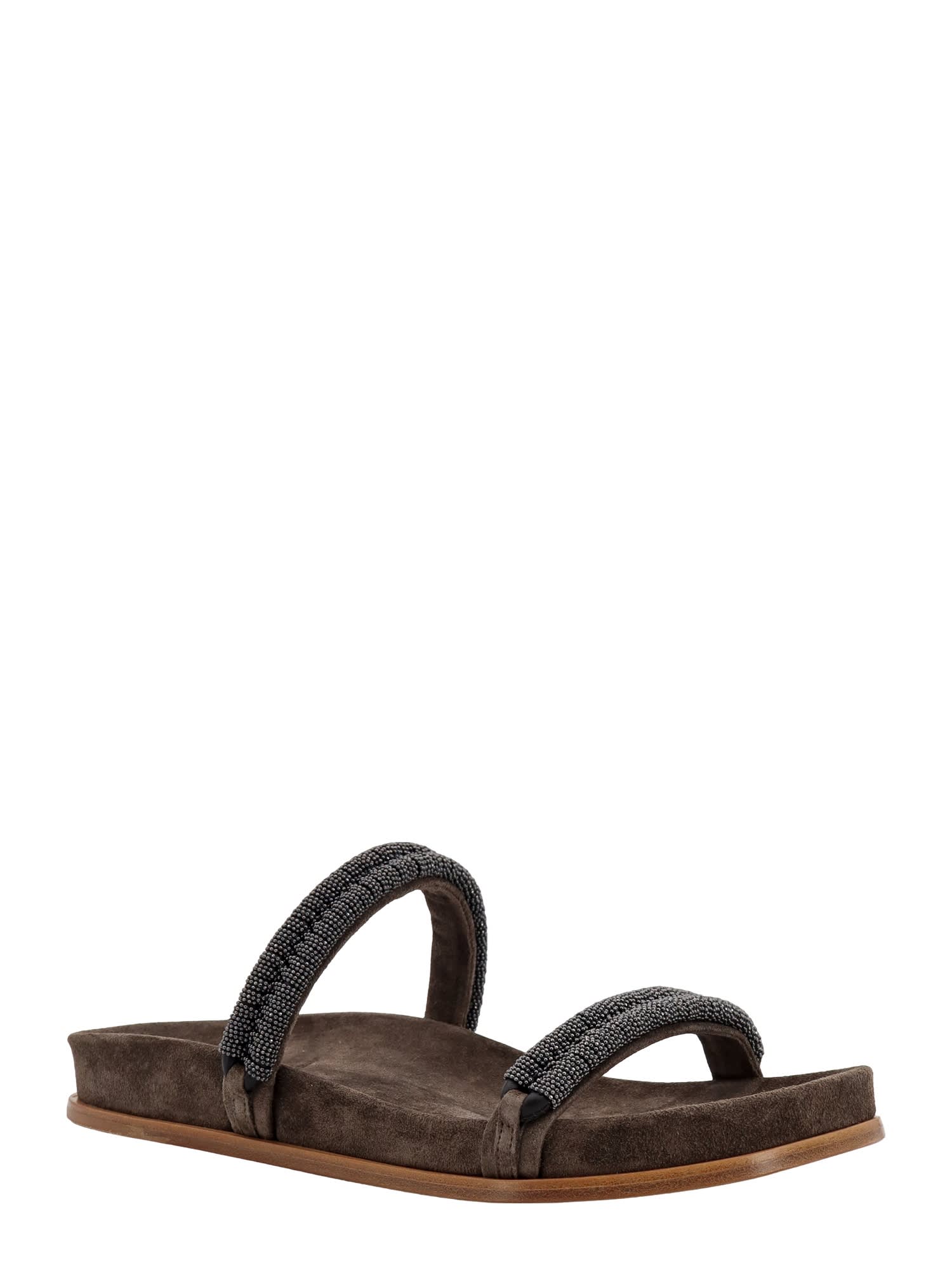 Shop Brunello Cucinelli Sandals In Dove Grey